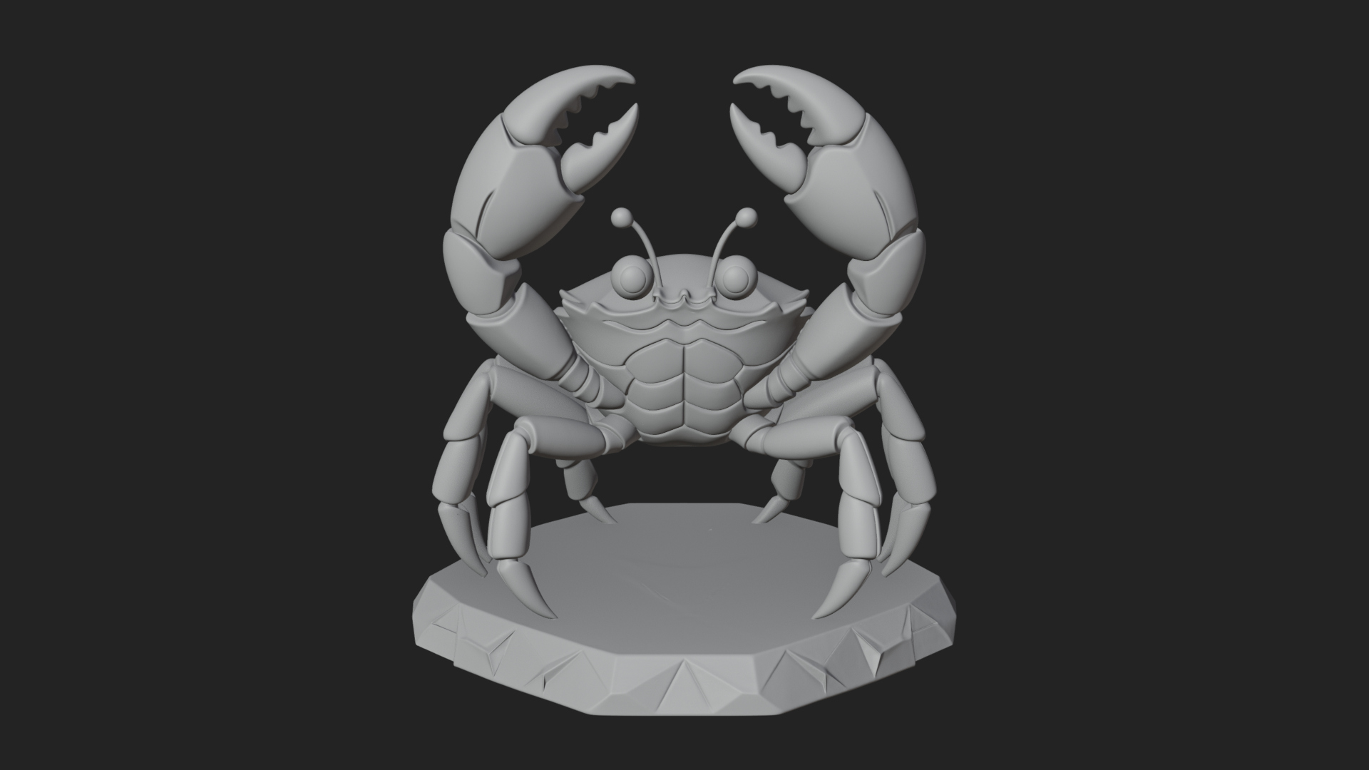 Cute Cartoon Crab Statue Design 4 3D Print Model 3D Model
