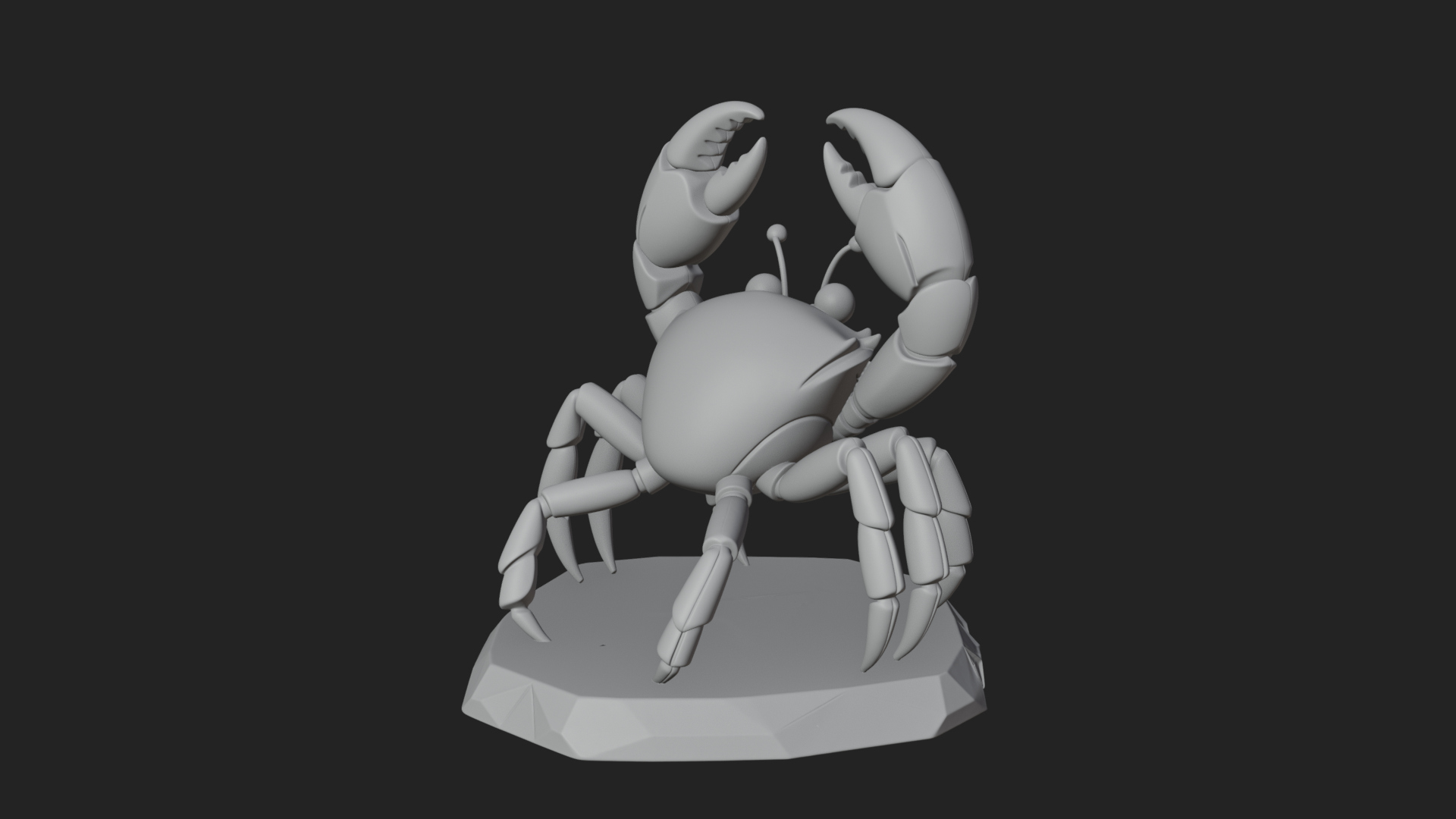 Cute Cartoon Crab Statue Design 4 3D Print Model 3D Model