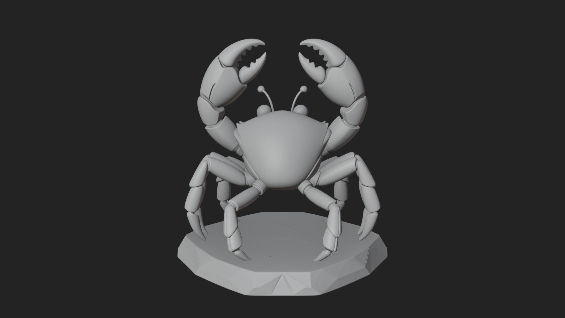 Cute Cartoon Crab Statue Design 4 3D Print Model 3D Model