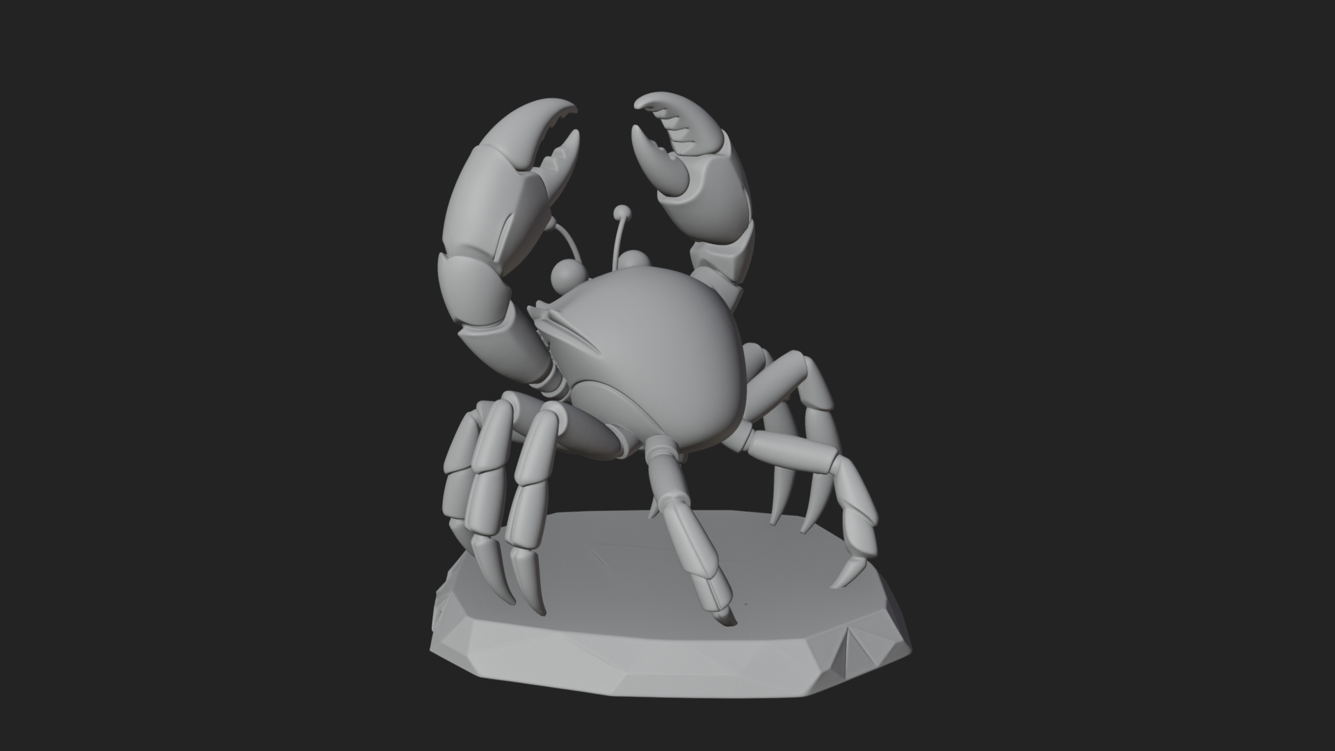 Cute Cartoon Crab Statue Design 4 3D Print Model 3D Model