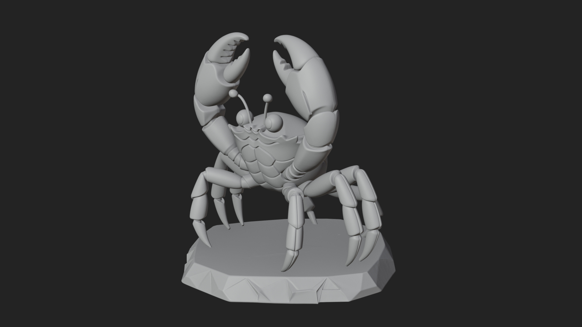 Cute Cartoon Crab Statue Design 4 3D Print Model 3D Model