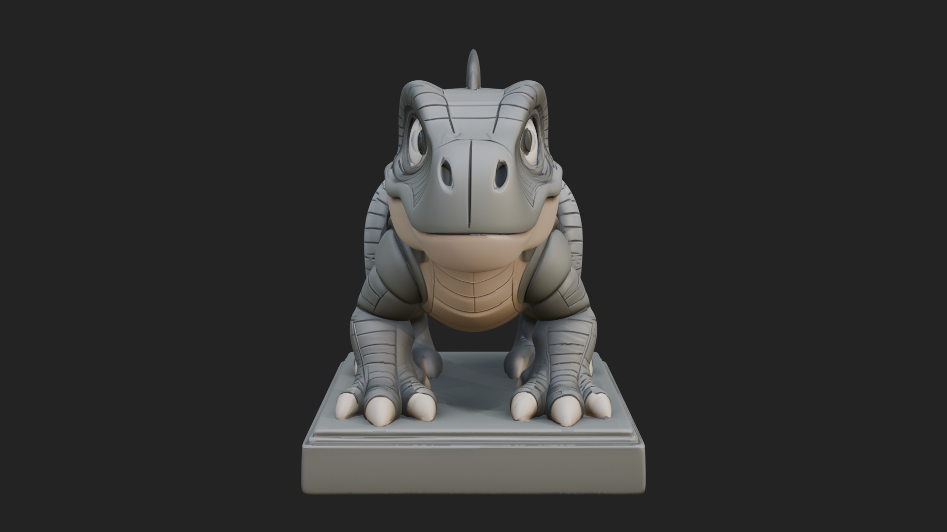 Cute Cartoon Dinosaur Statue Design 1 3D Print Model 3D Model