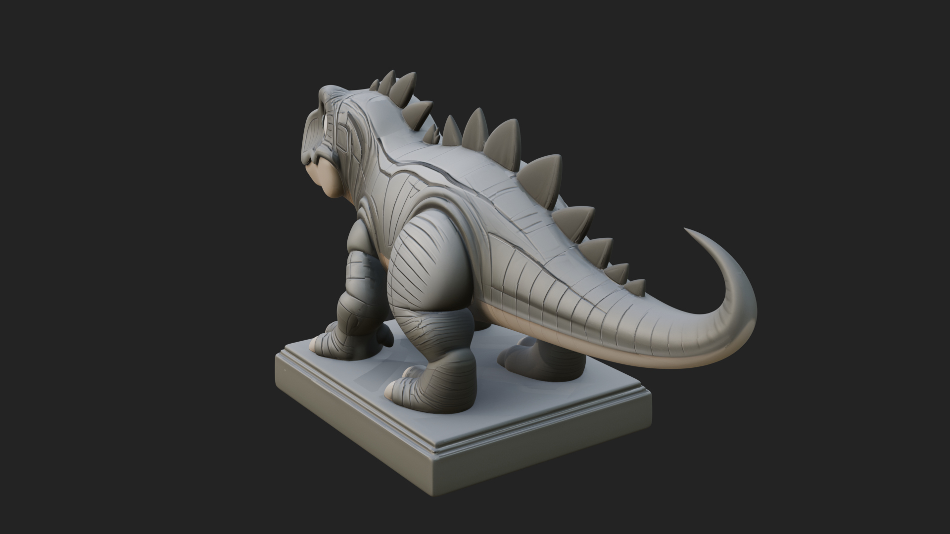 Cute Cartoon Dinosaur Statue Design 1 3D Print Model 3D Model