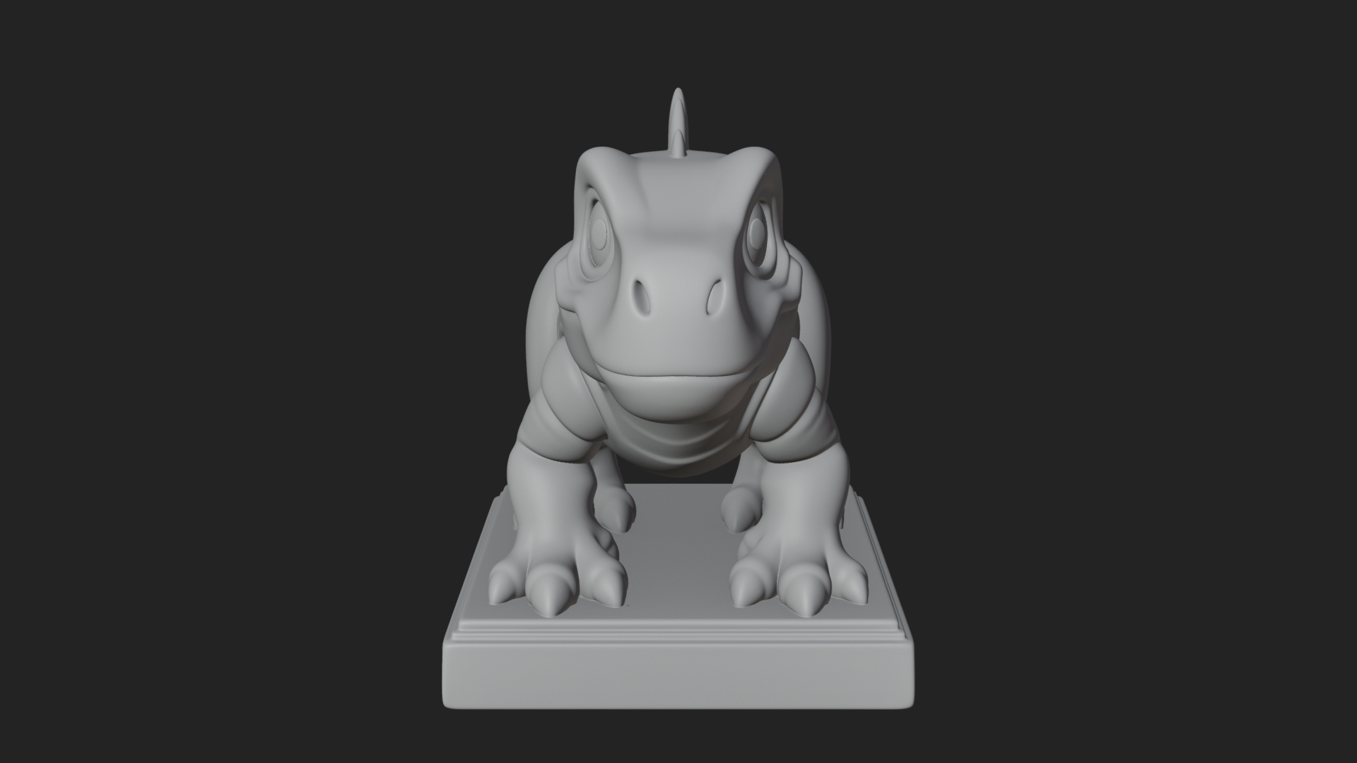 Cute Cartoon Dinosaur Statue Design 1 3D Print Model 3D Model