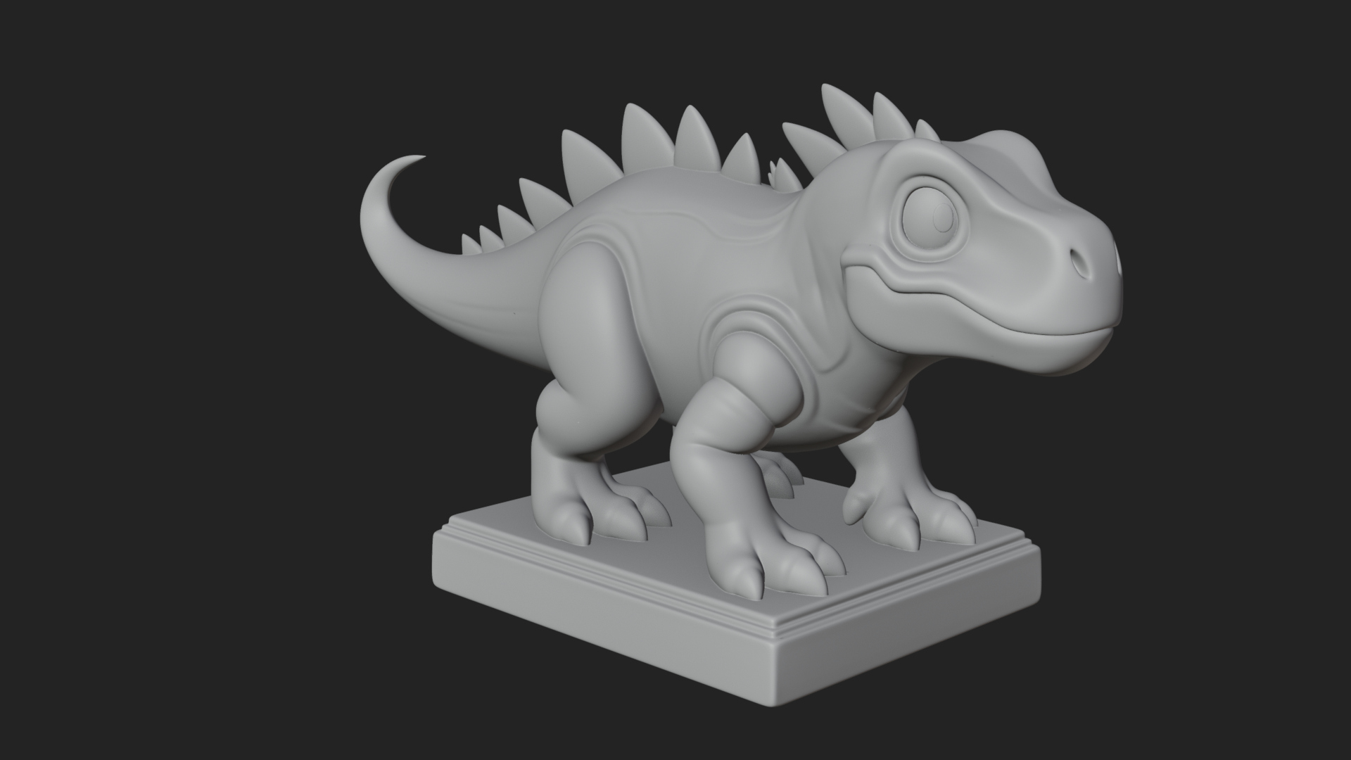 Cute Cartoon Dinosaur Statue Design 1 3D Print Model 3D Model
