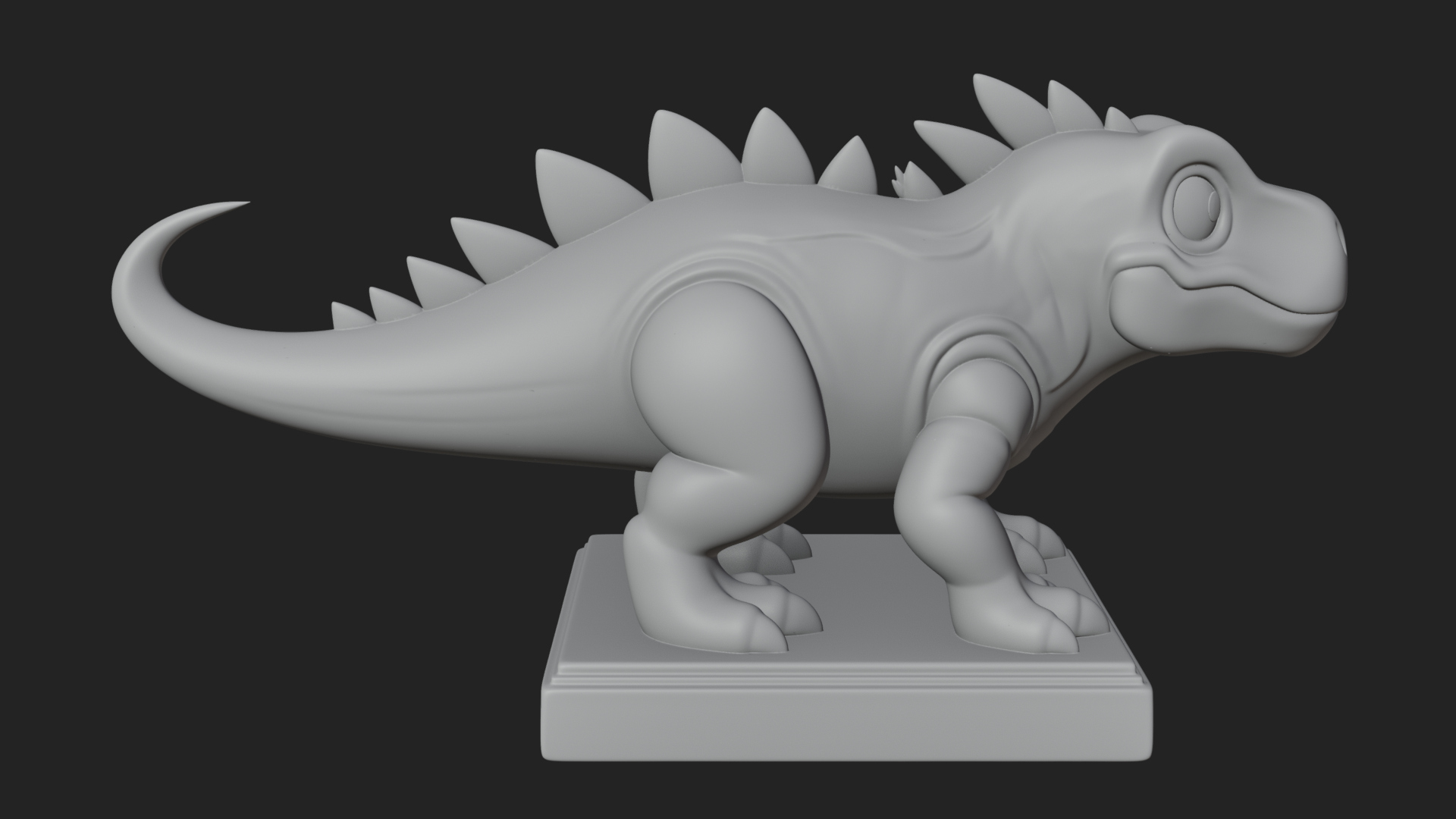 Cute Cartoon Dinosaur Statue Design 1 3D Print Model 3D Model