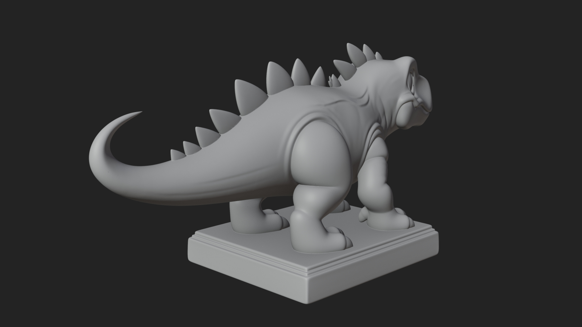 Cute Cartoon Dinosaur Statue Design 1 3D Print Model 3D Model