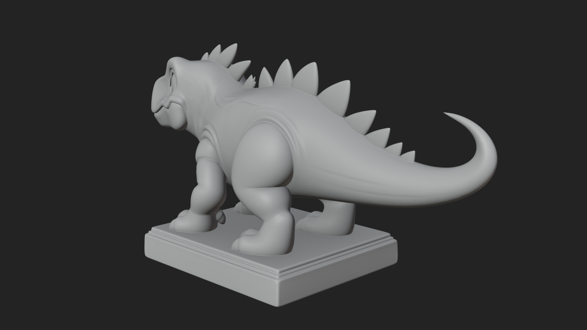 Cute Cartoon Dinosaur Statue Design 1 3D Print Model 3D Model