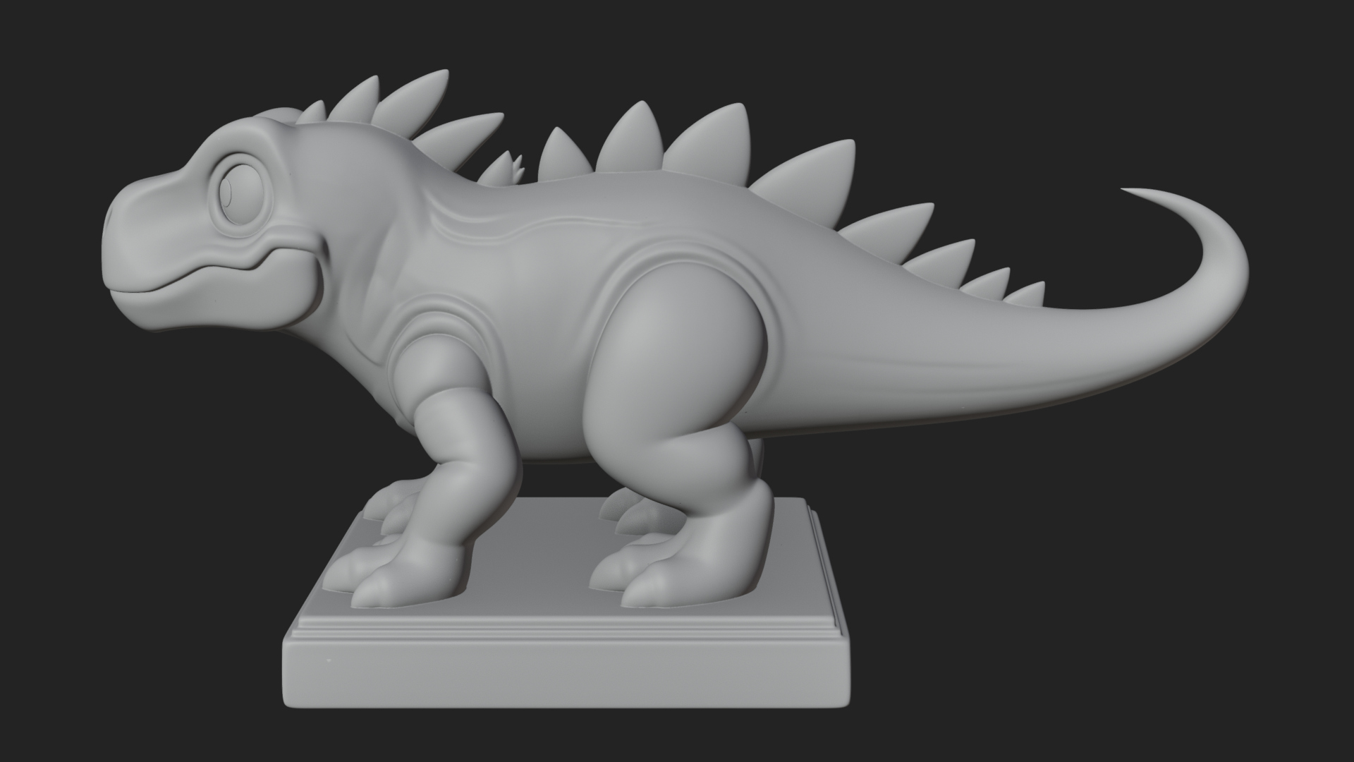 Cute Cartoon Dinosaur Statue Design 1 3D Print Model 3D Model