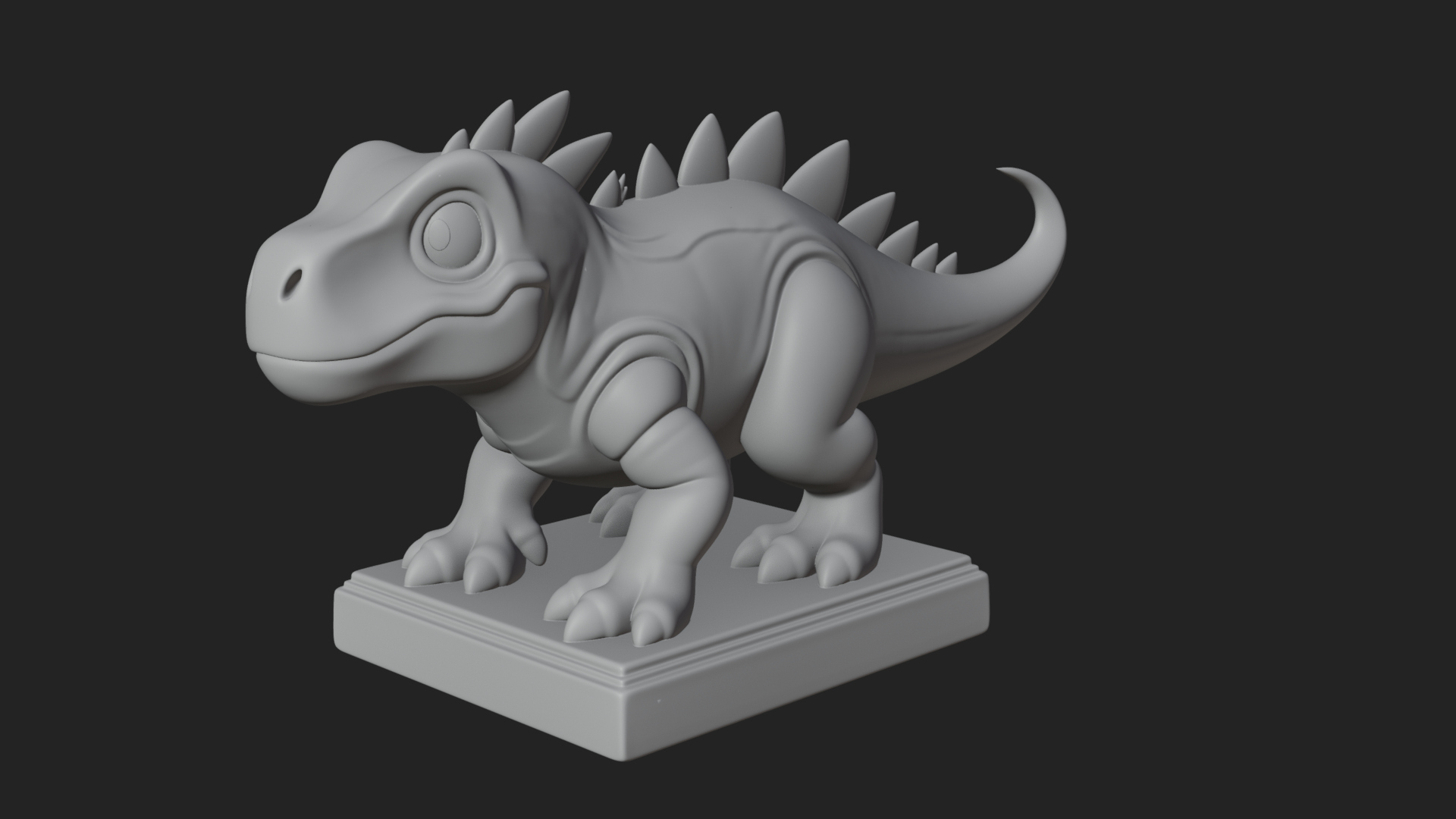 Cute Cartoon Dinosaur Statue Design 1 3D Print Model 3D Model