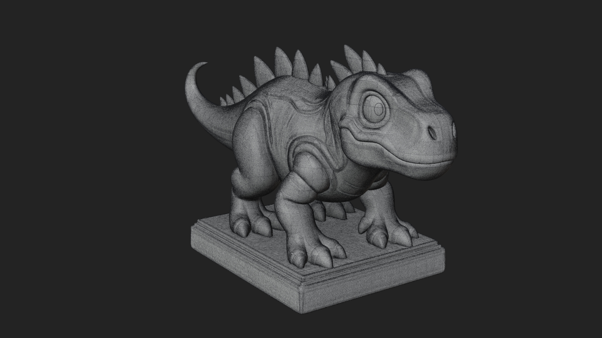 Cute Cartoon Dinosaur Statue Design 1 3D Print Model 3D Model