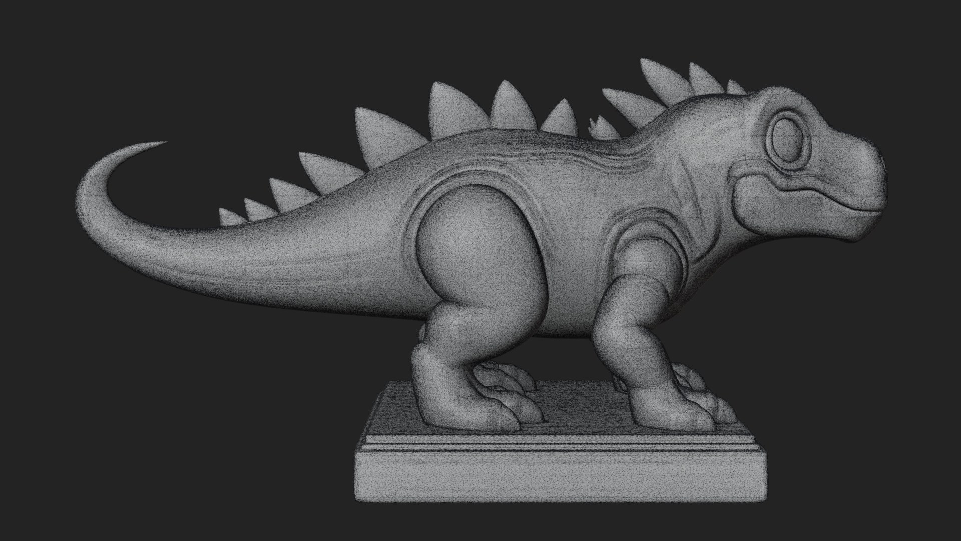 Cute Cartoon Dinosaur Statue Design 1 3D Print Model 3D Model