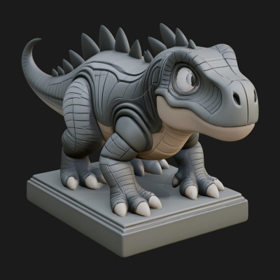 Cute Cartoon Dinosaur Statue Design 1 3D Print Model