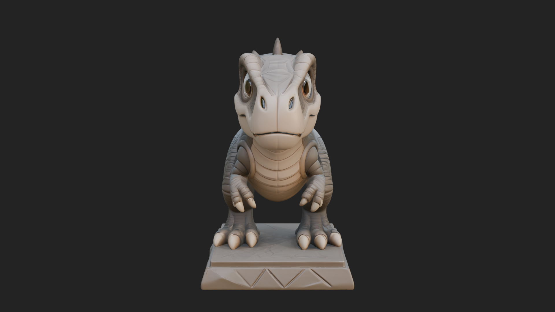 Cute Cartoon Dinosaur Statue Design 2 3D Print Model 3D Model
