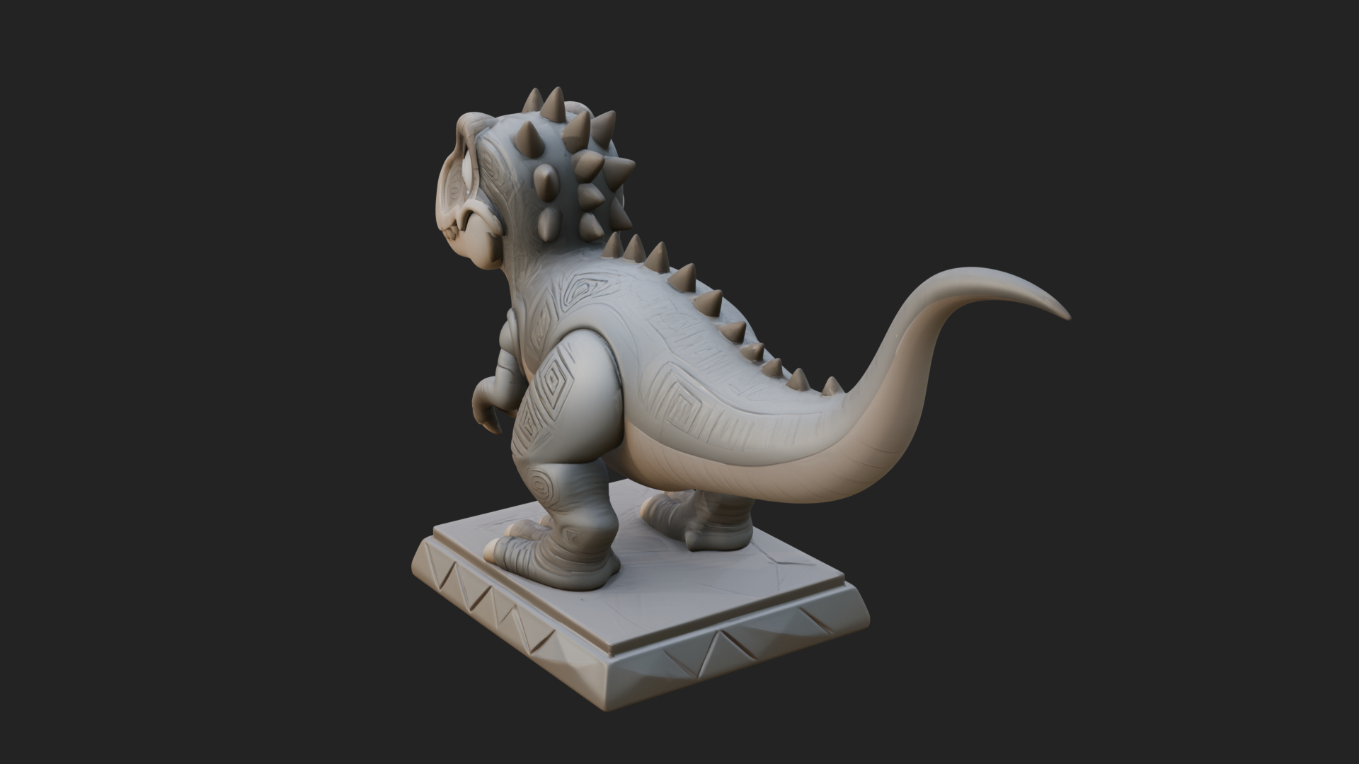 Cute Cartoon Dinosaur Statue Design 2 3D Print Model 3D Model