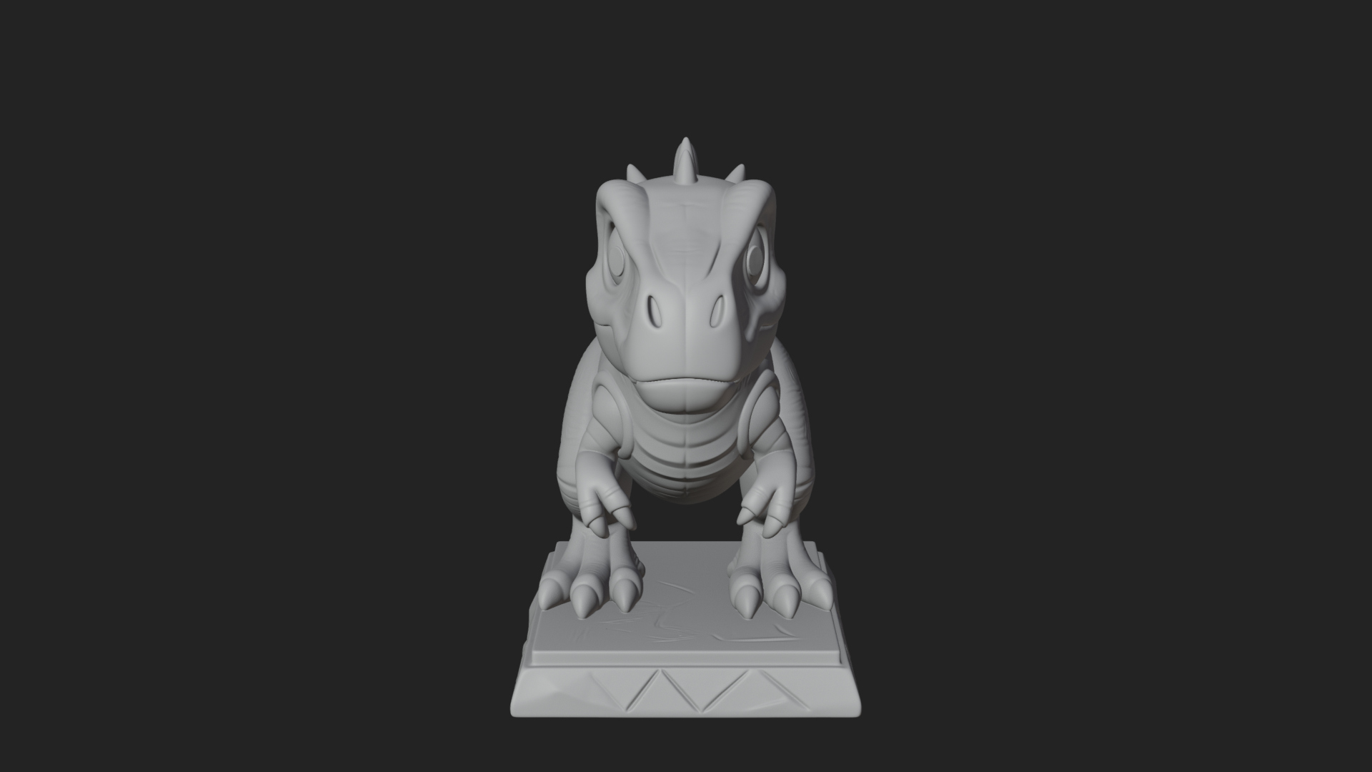 Cute Cartoon Dinosaur Statue Design 2 3D Print Model 3D Model