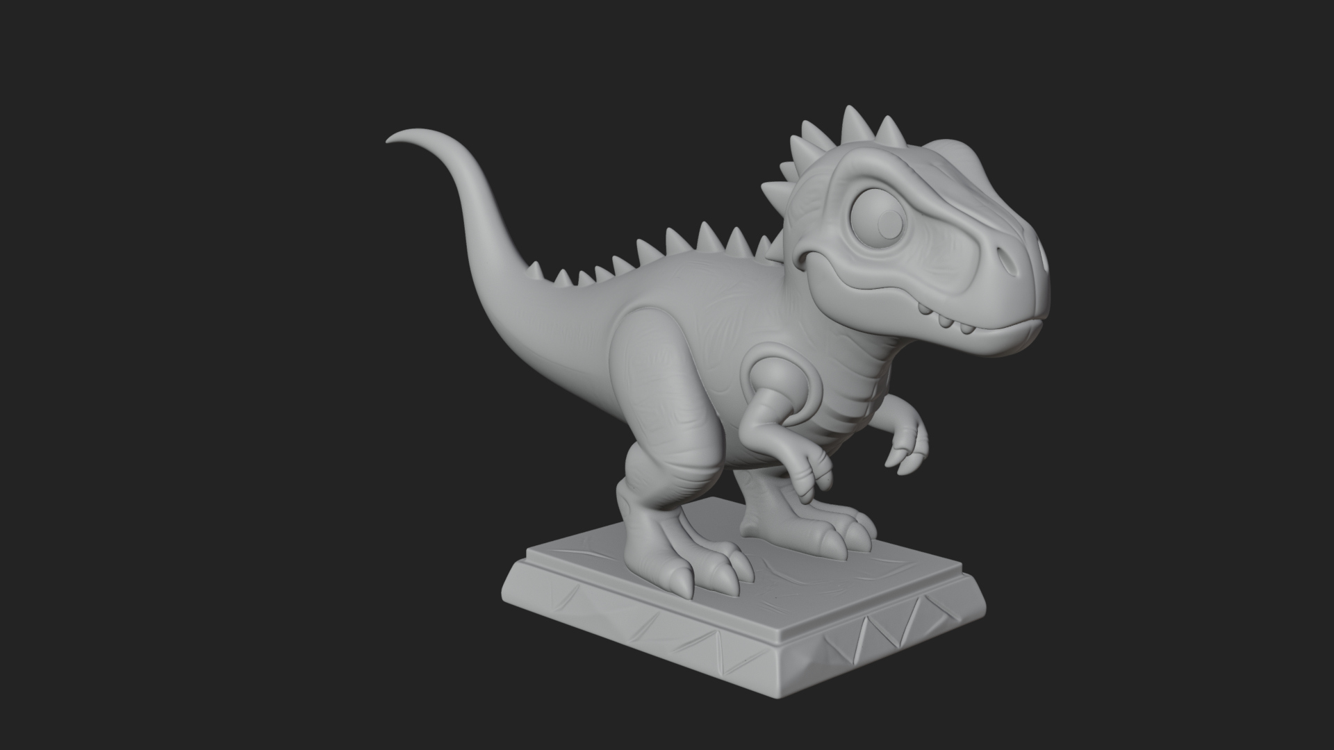 Cute Cartoon Dinosaur Statue Design 2 3D Print Model 3D Model