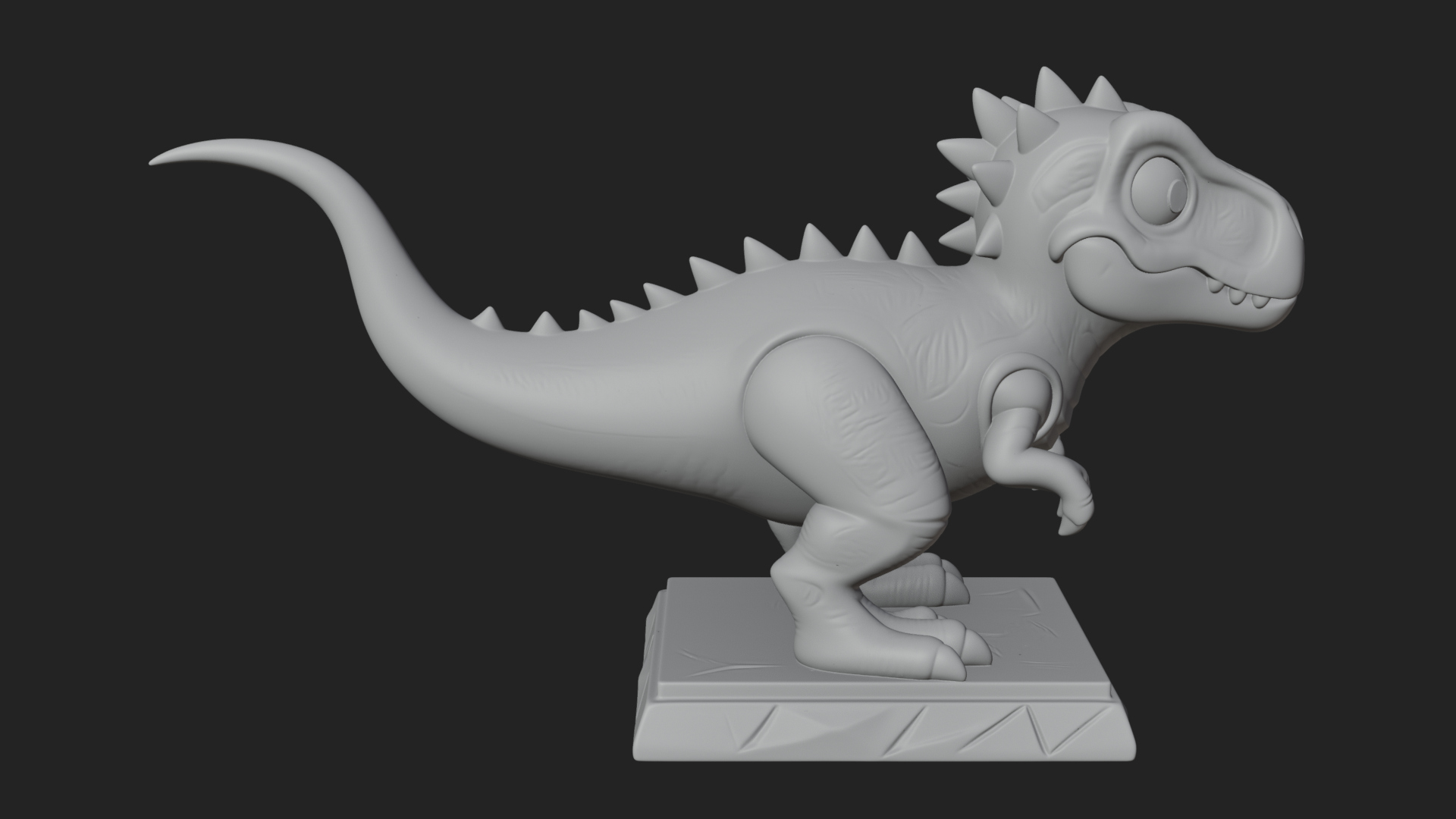 Cute Cartoon Dinosaur Statue Design 2 3D Print Model 3D Model