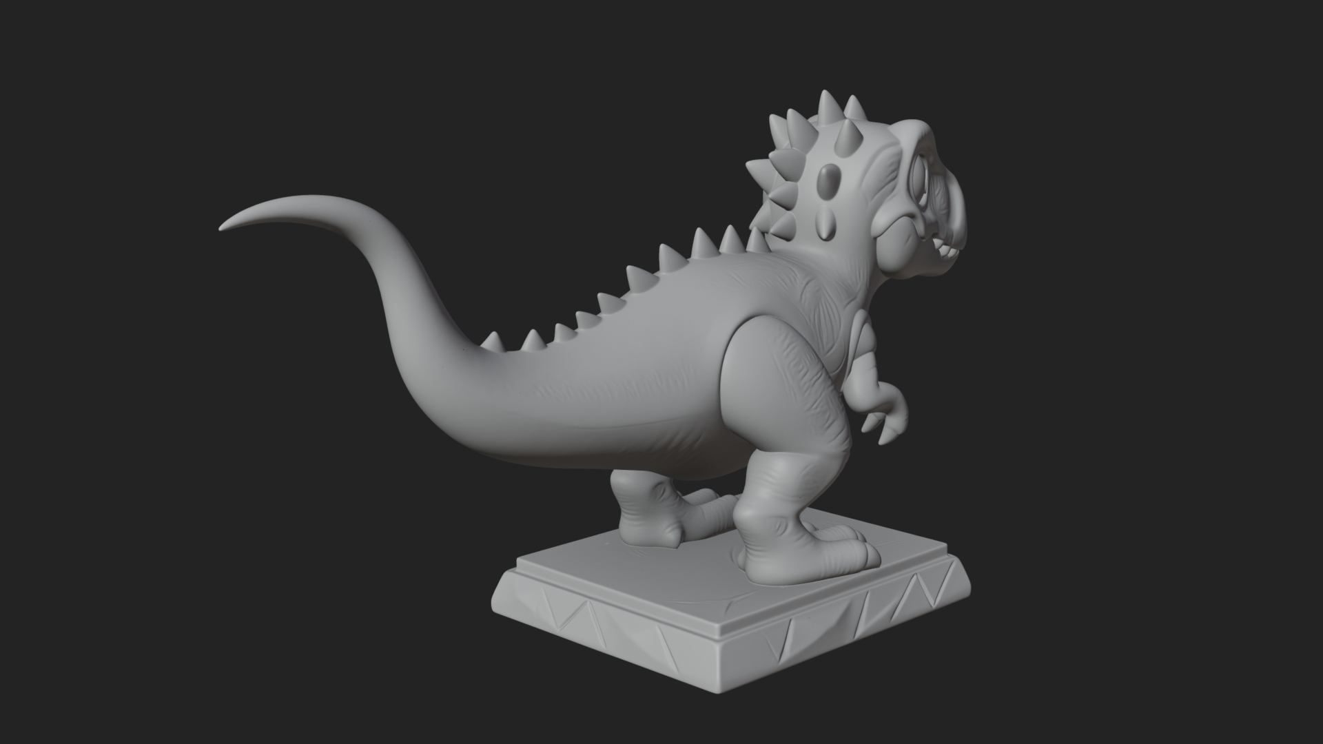 Cute Cartoon Dinosaur Statue Design 2 3D Print Model 3D Model