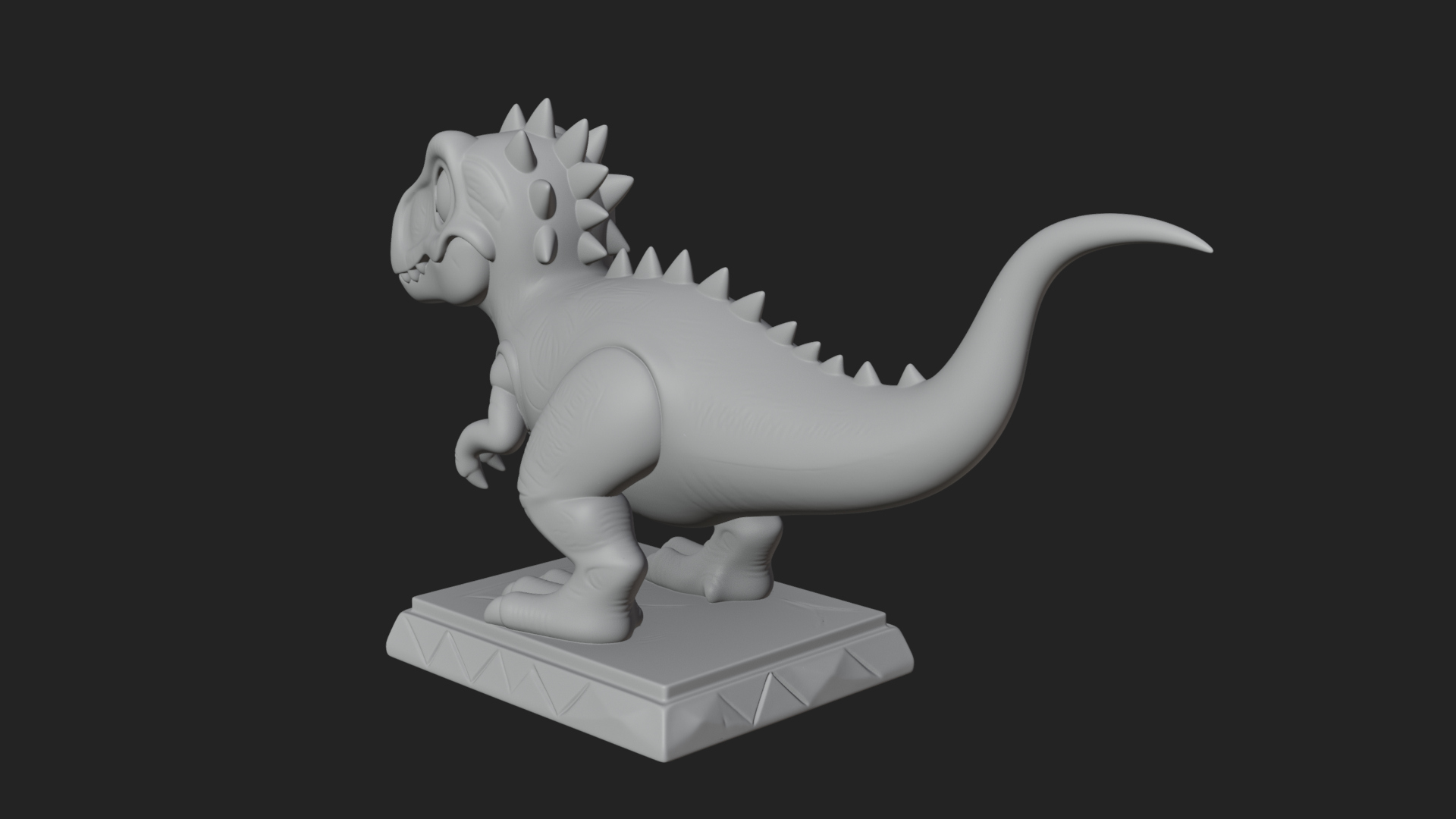 Cute Cartoon Dinosaur Statue Design 2 3D Print Model 3D Model