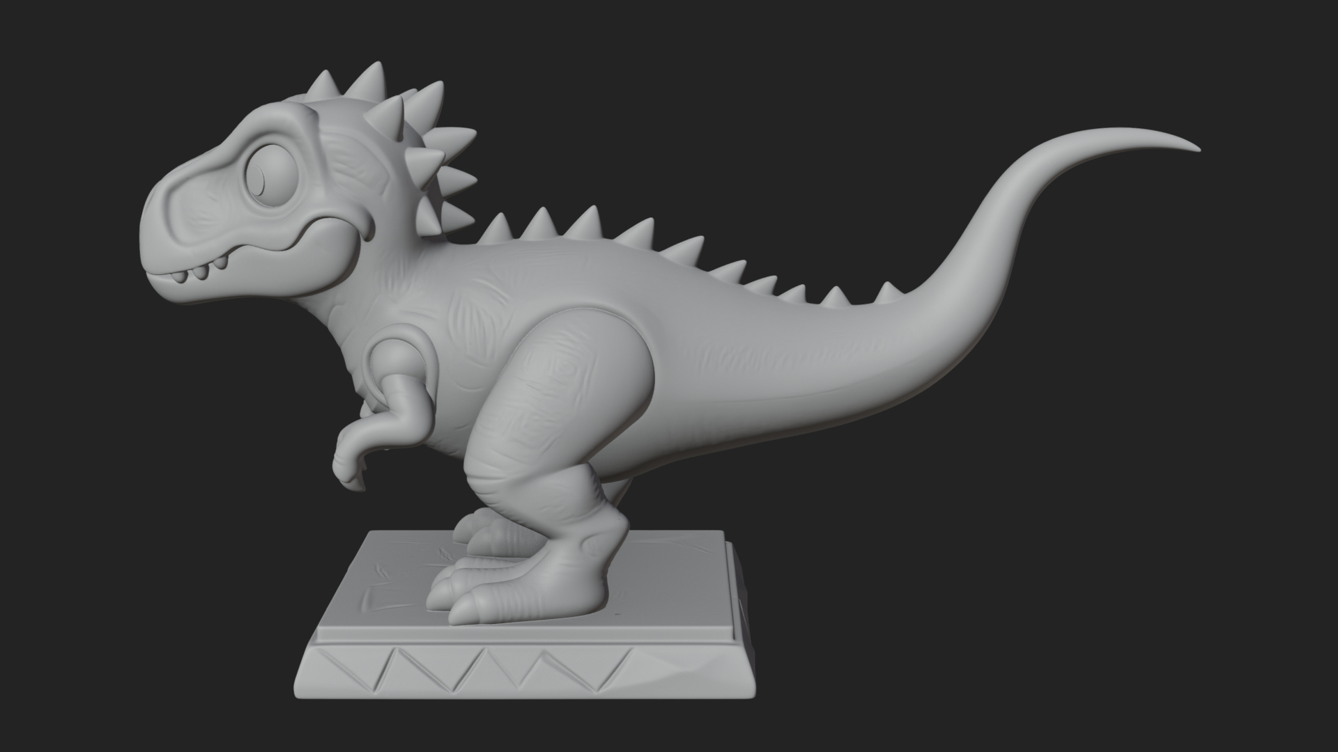 Cute Cartoon Dinosaur Statue Design 2 3D Print Model 3D Model
