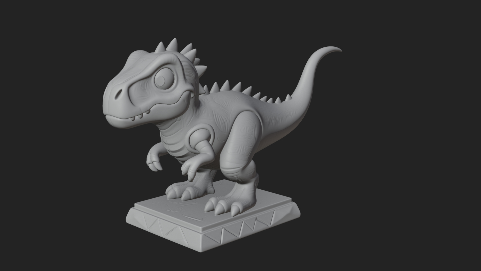 Cute Cartoon Dinosaur Statue Design 2 3D Print Model 3D Model