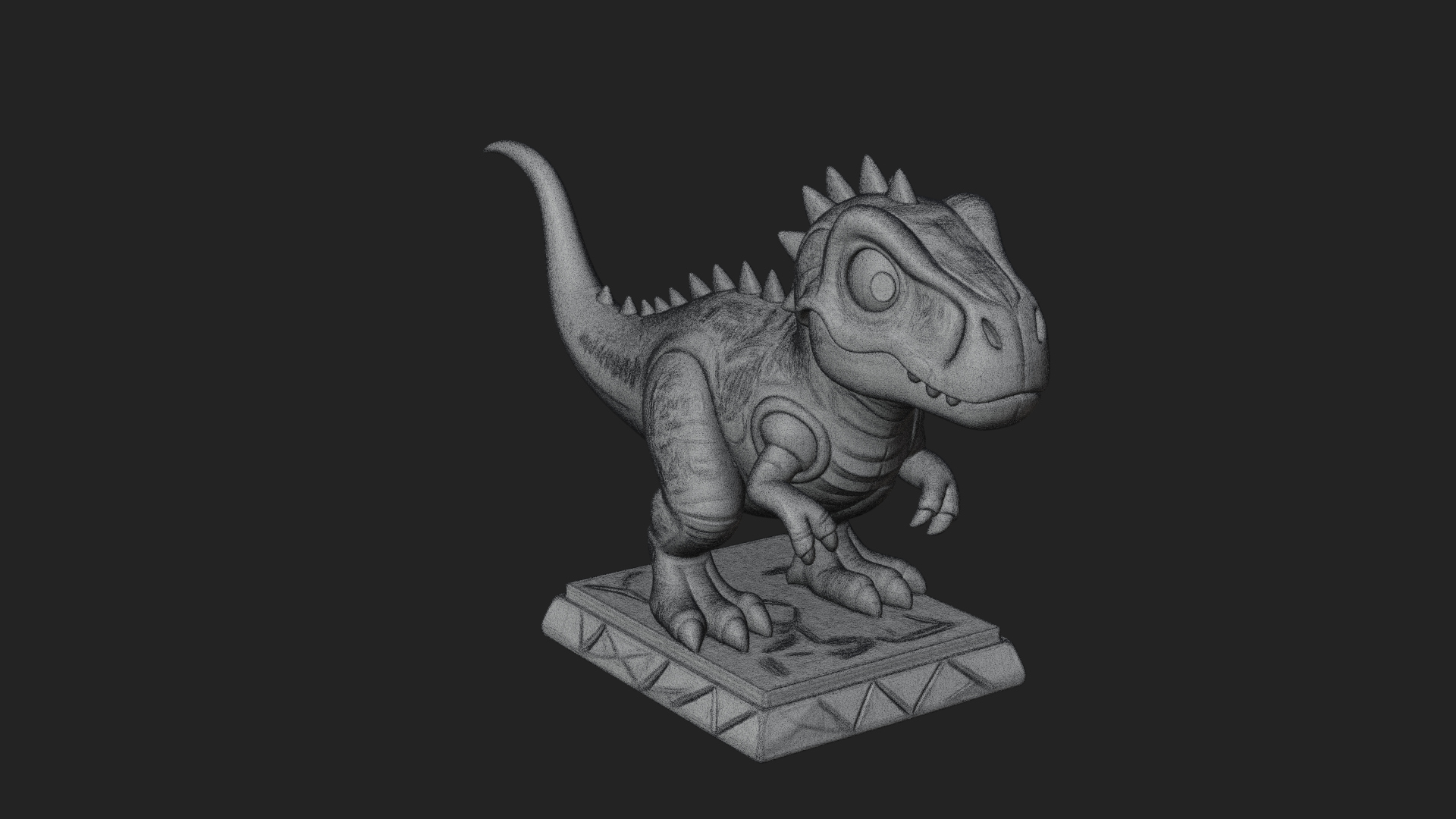 Cute Cartoon Dinosaur Statue Design 2 3D Print Model 3D Model