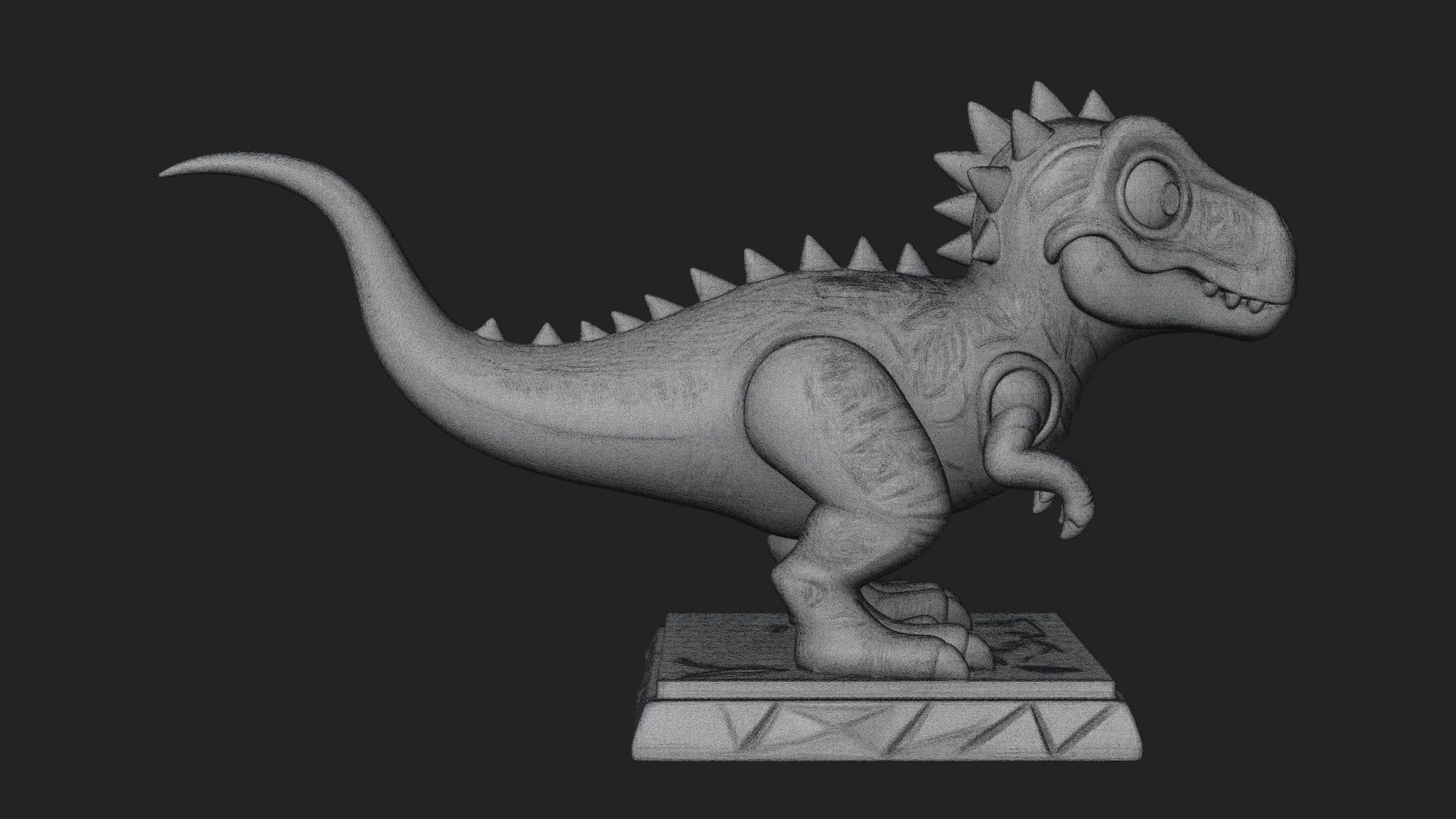 Cute Cartoon Dinosaur Statue Design 2 3D Print Model 3D Model