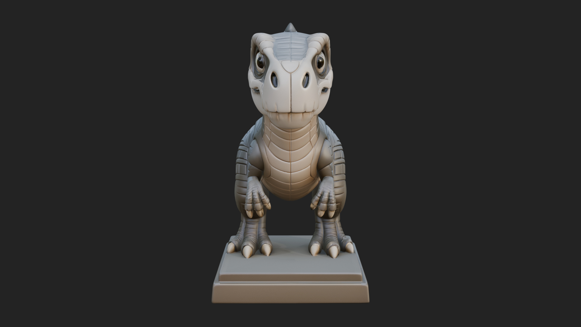 Cute Cartoon Dinosaur Statue Design 3 3D Print Model 3D Model