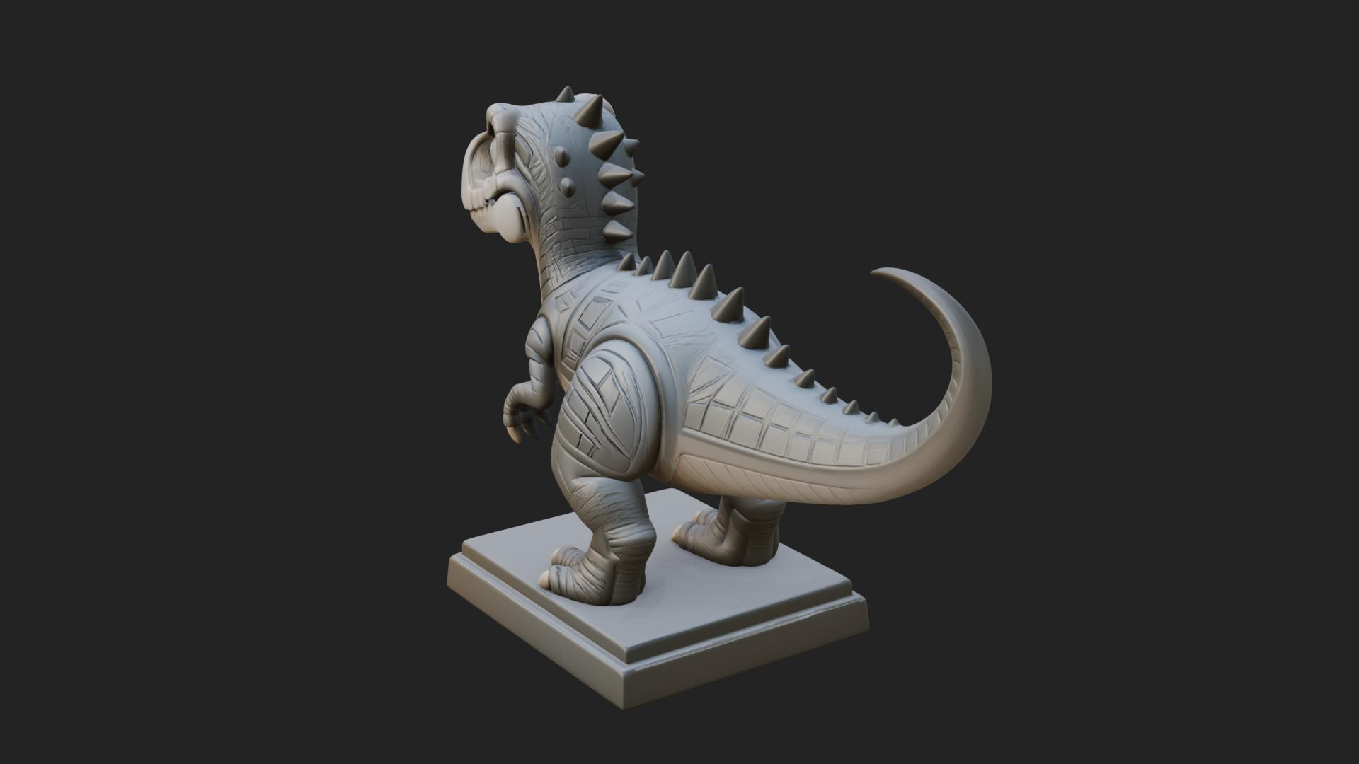 Cute Cartoon Dinosaur Statue Design 3 3D Print Model 3D Model