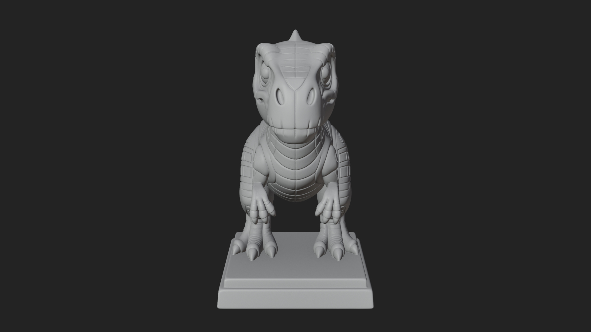 Cute Cartoon Dinosaur Statue Design 3 3D Print Model 3D Model