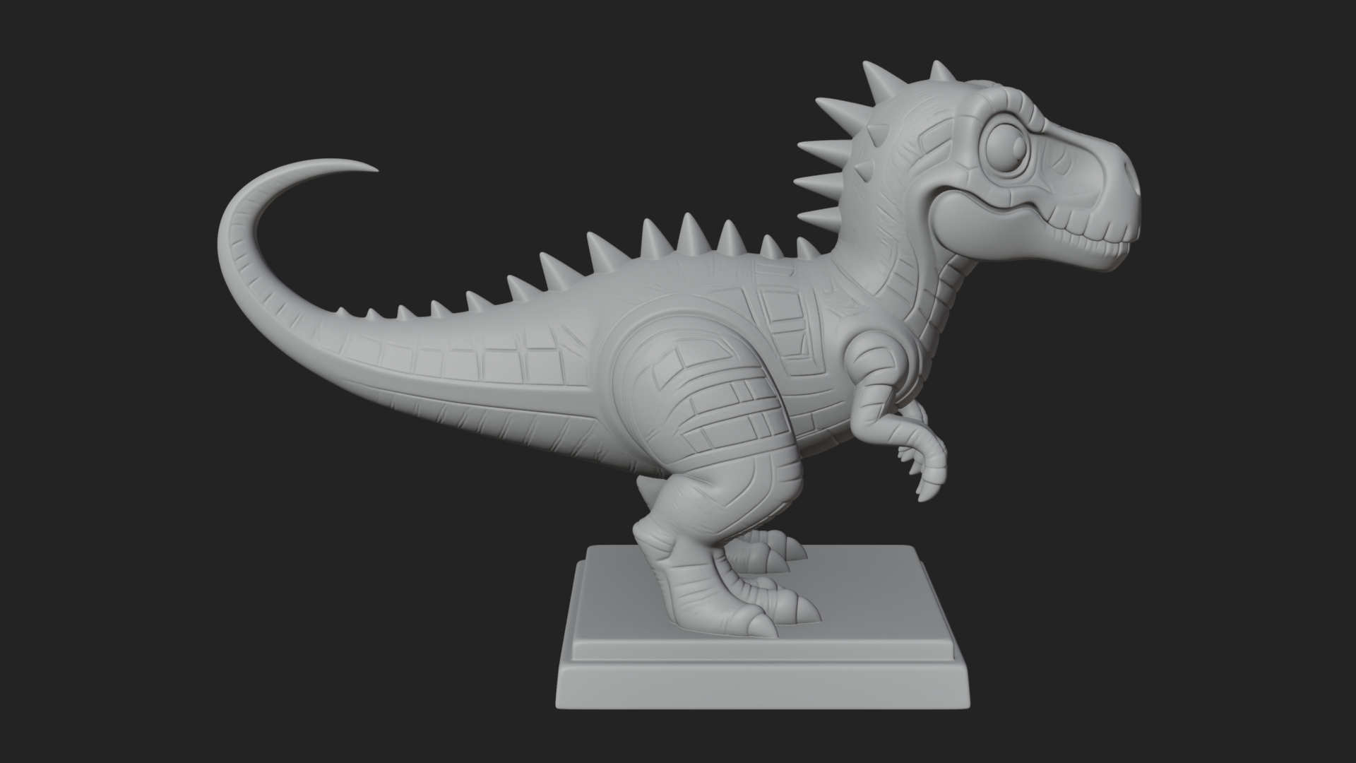 Cute Cartoon Dinosaur Statue Design 3 3D Print Model 3D Model