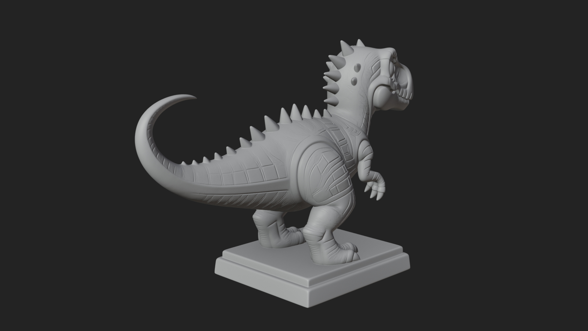 Cute Cartoon Dinosaur Statue Design 3 3D Print Model 3D Model
