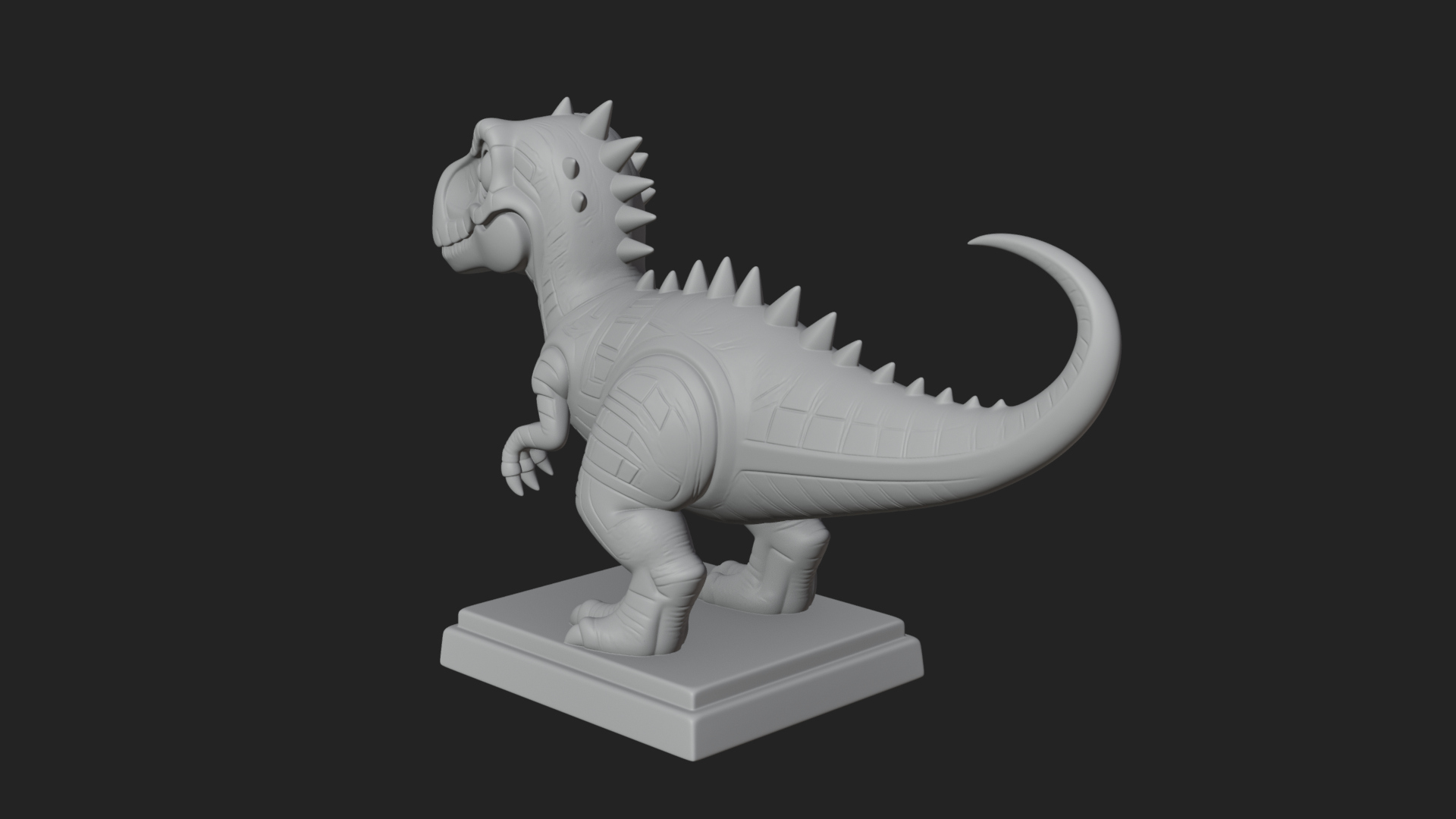 Cute Cartoon Dinosaur Statue Design 3 3D Print Model 3D Model