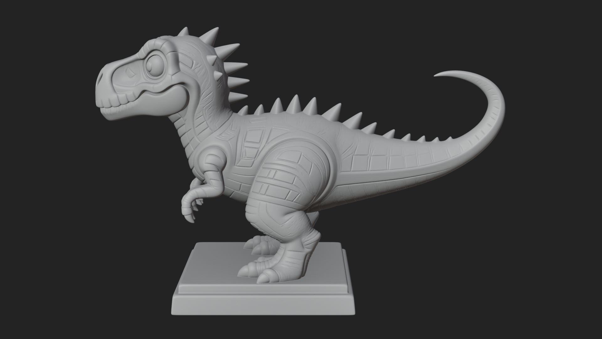 Cute Cartoon Dinosaur Statue Design 3 3D Print Model 3D Model
