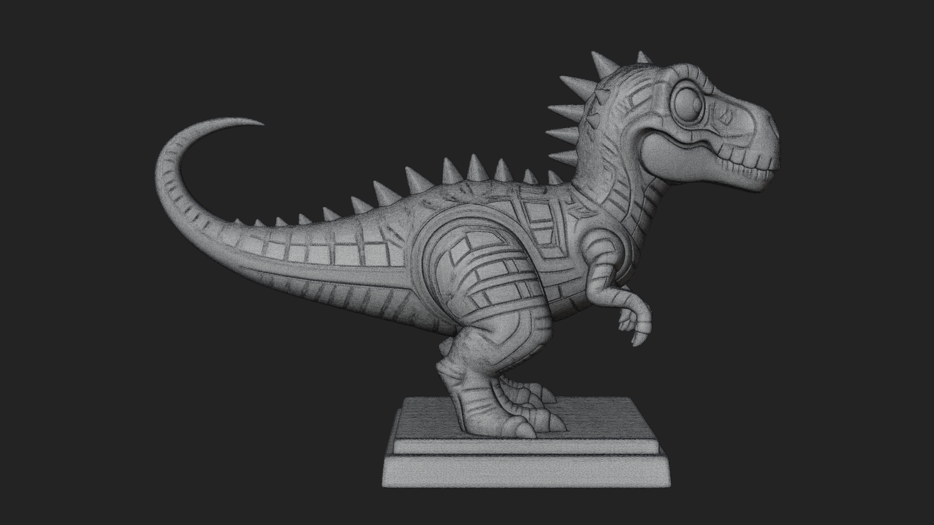 Cute Cartoon Dinosaur Statue Design 3 3D Print Model 3D Model