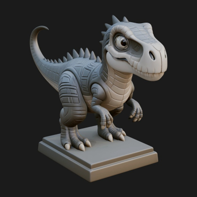 Cute Cartoon Dinosaur Statue Design 3 3D Print Model