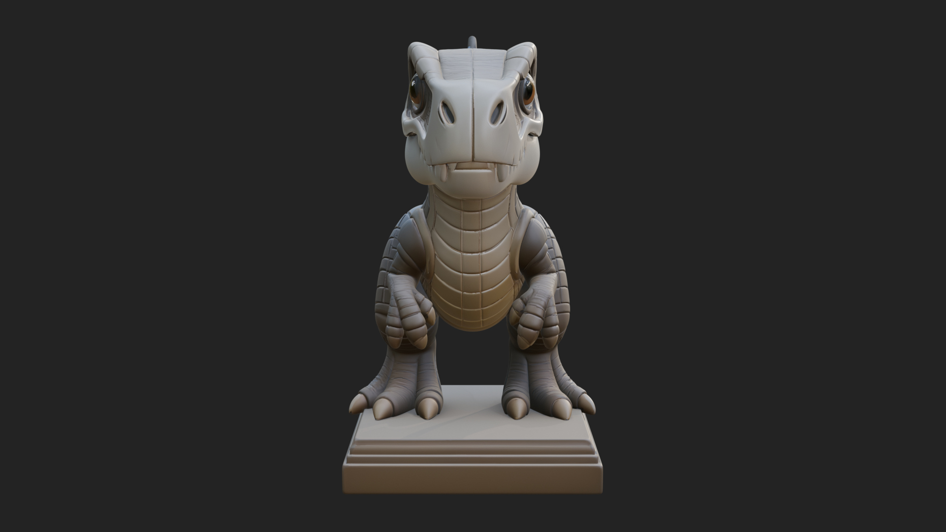 Cute Cartoon Dinosaur Statue Design 4 3D Print Model 3D Model