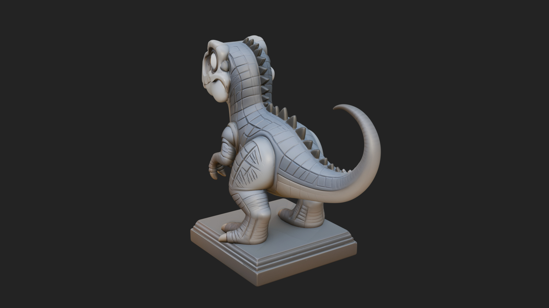 Cute Cartoon Dinosaur Statue Design 4 3D Print Model 3D Model