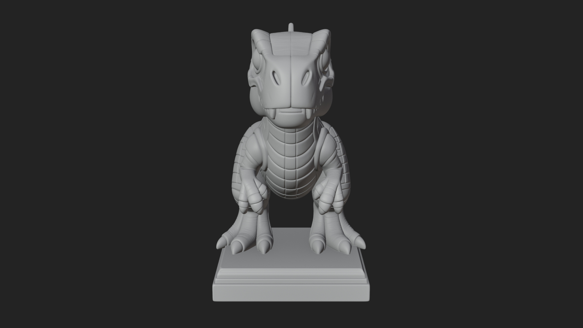 Cute Cartoon Dinosaur Statue Design 4 3D Print Model 3D Model