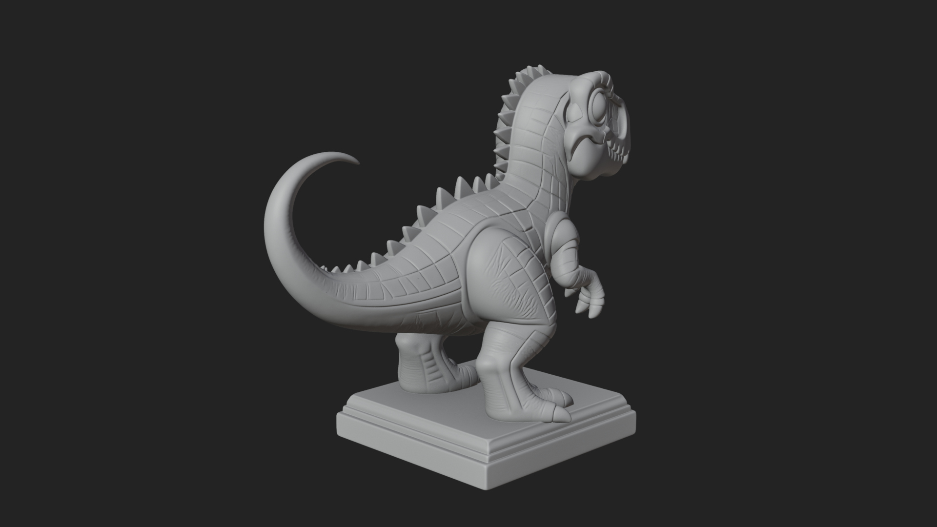 Cute Cartoon Dinosaur Statue Design 4 3D Print Model 3D Model