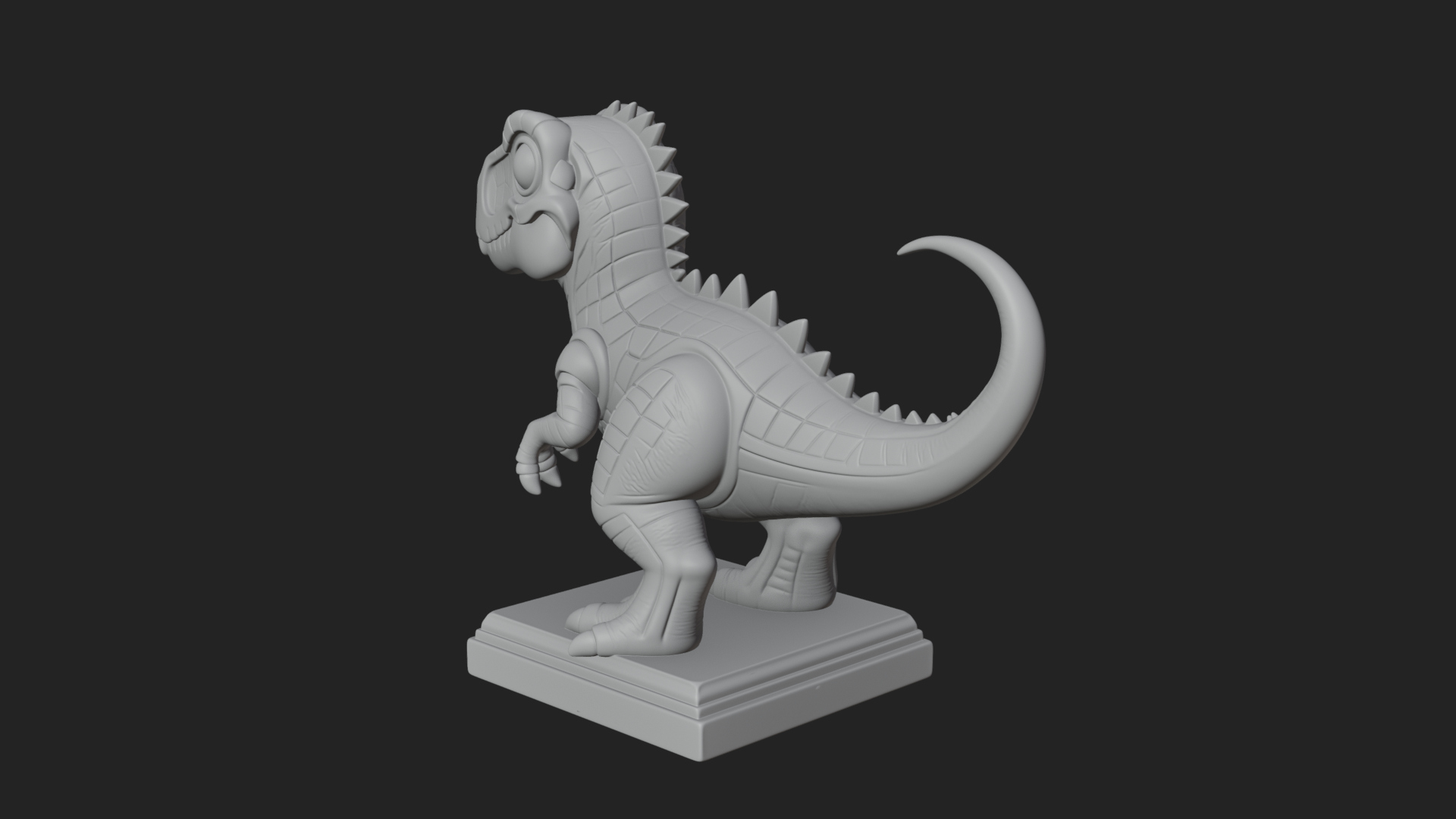 Cute Cartoon Dinosaur Statue Design 4 3D Print Model 3D Model