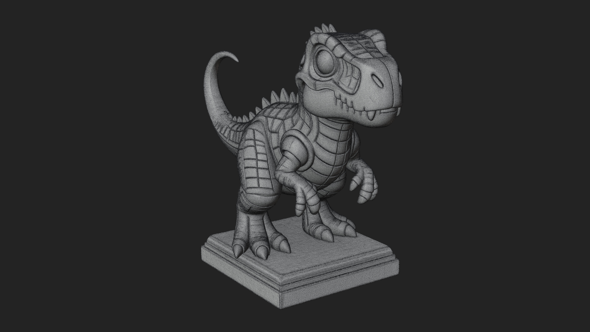 Cute Cartoon Dinosaur Statue Design 4 3D Print Model 3D Model