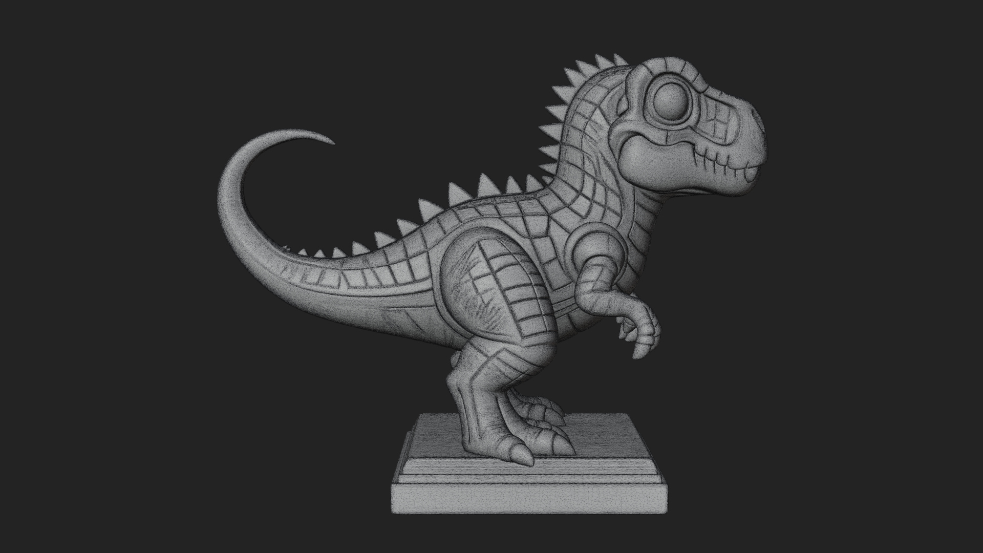 Cute Cartoon Dinosaur Statue Design 4 3D Print Model 3D Model