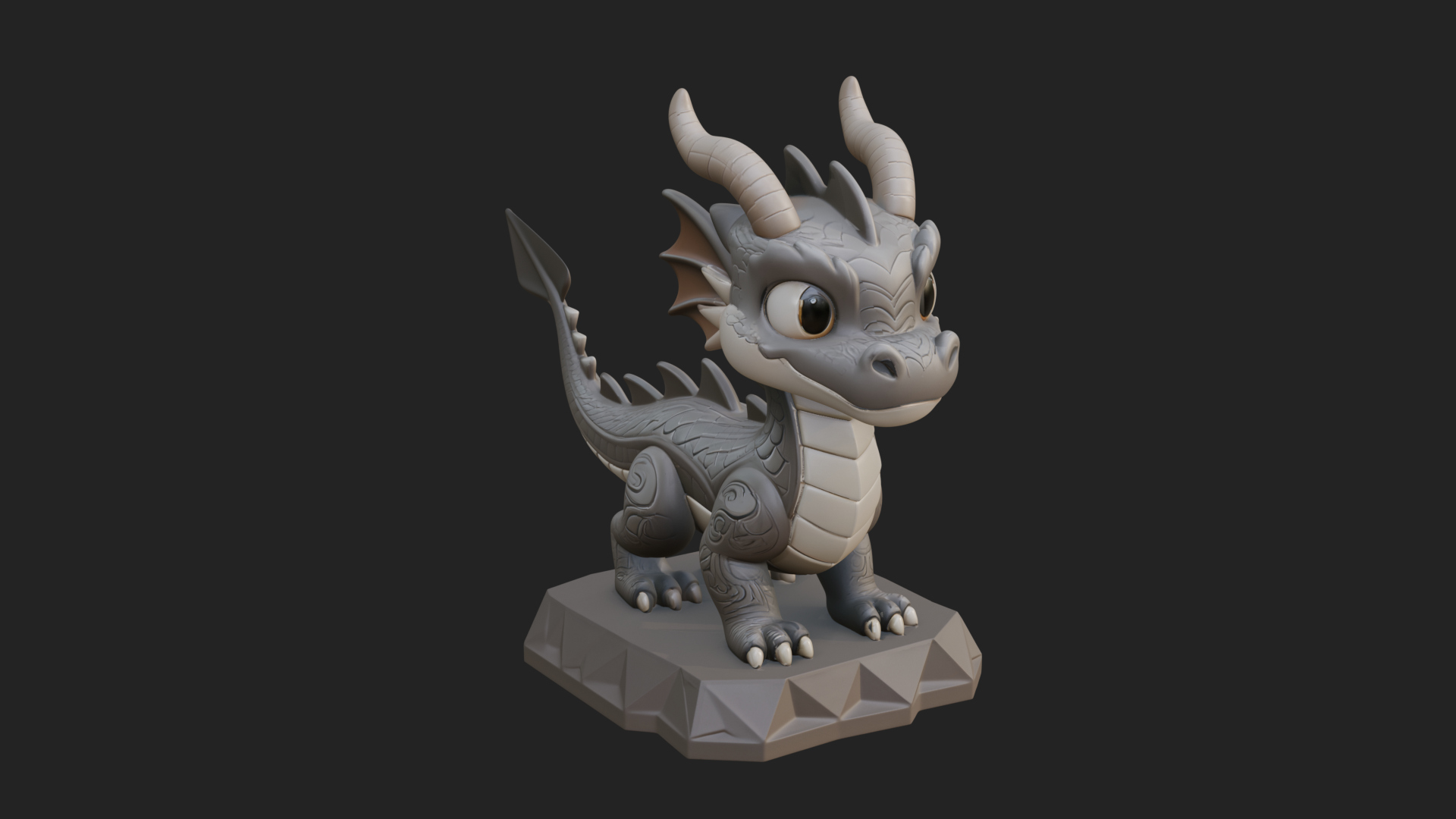 Cute Cartoon Dragon Statue Design 1 3D Print Model 3D Model