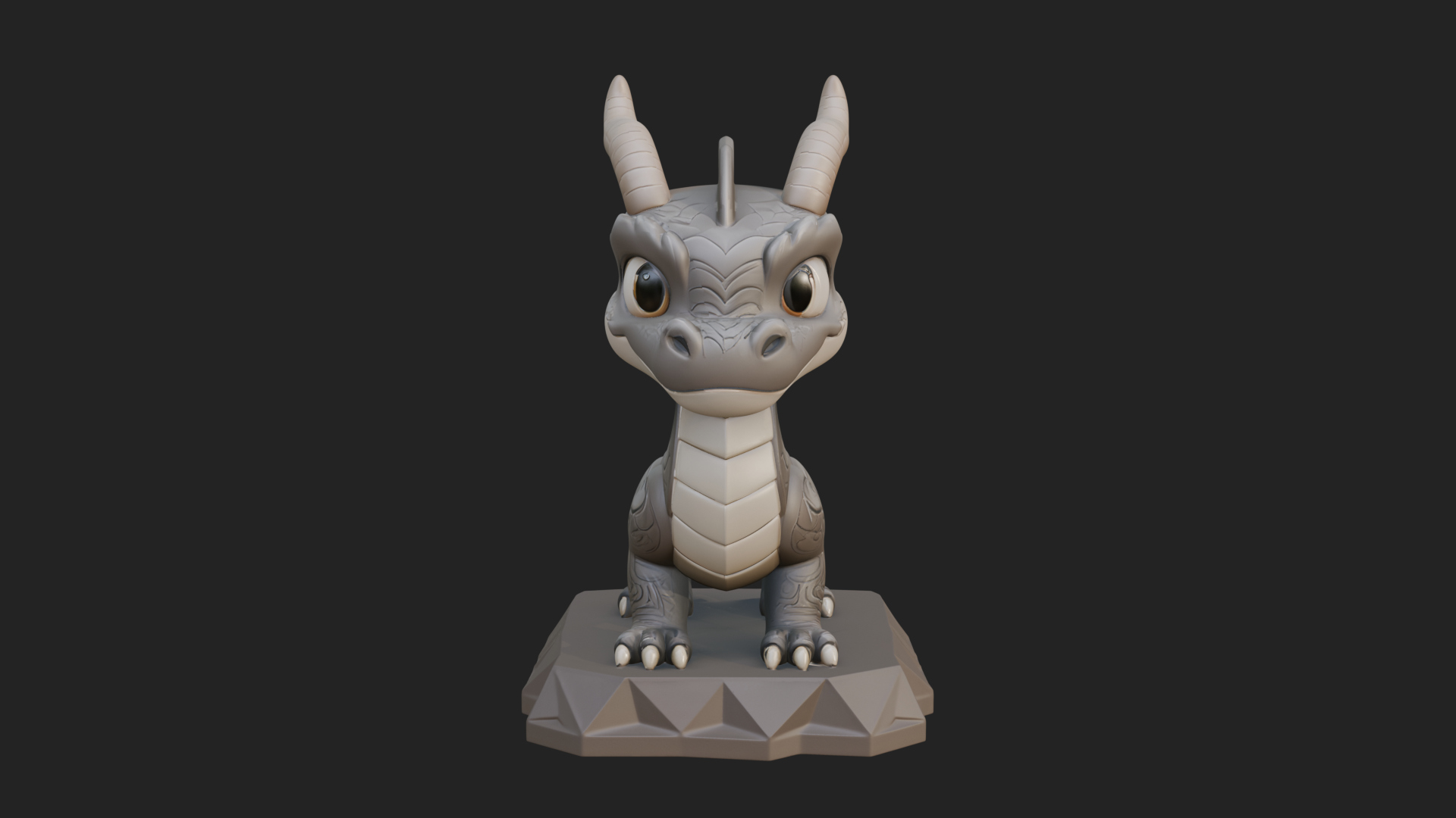 Cute Cartoon Dragon Statue Design 1 3D Print Model 3D Model