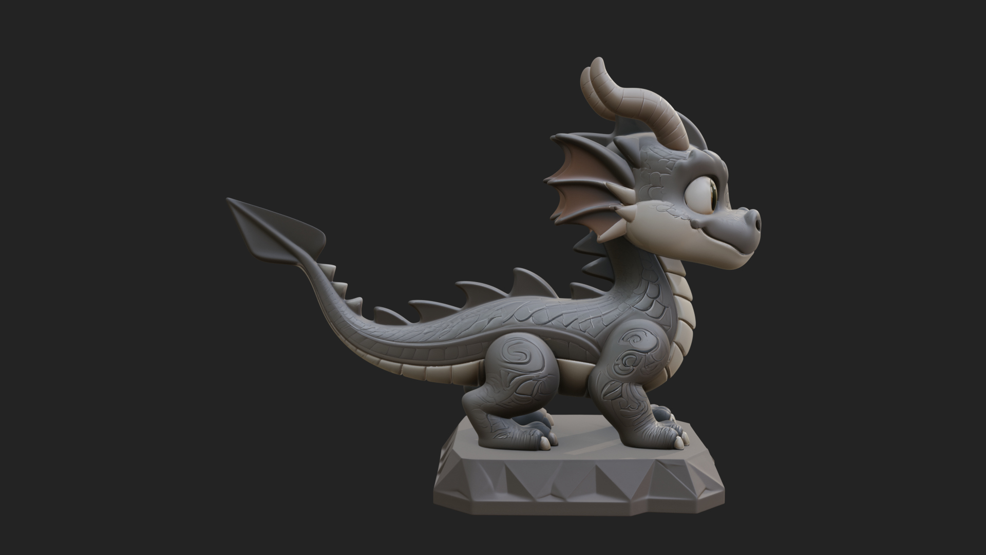 Cute Cartoon Dragon Statue Design 1 3D Print Model 3D Model