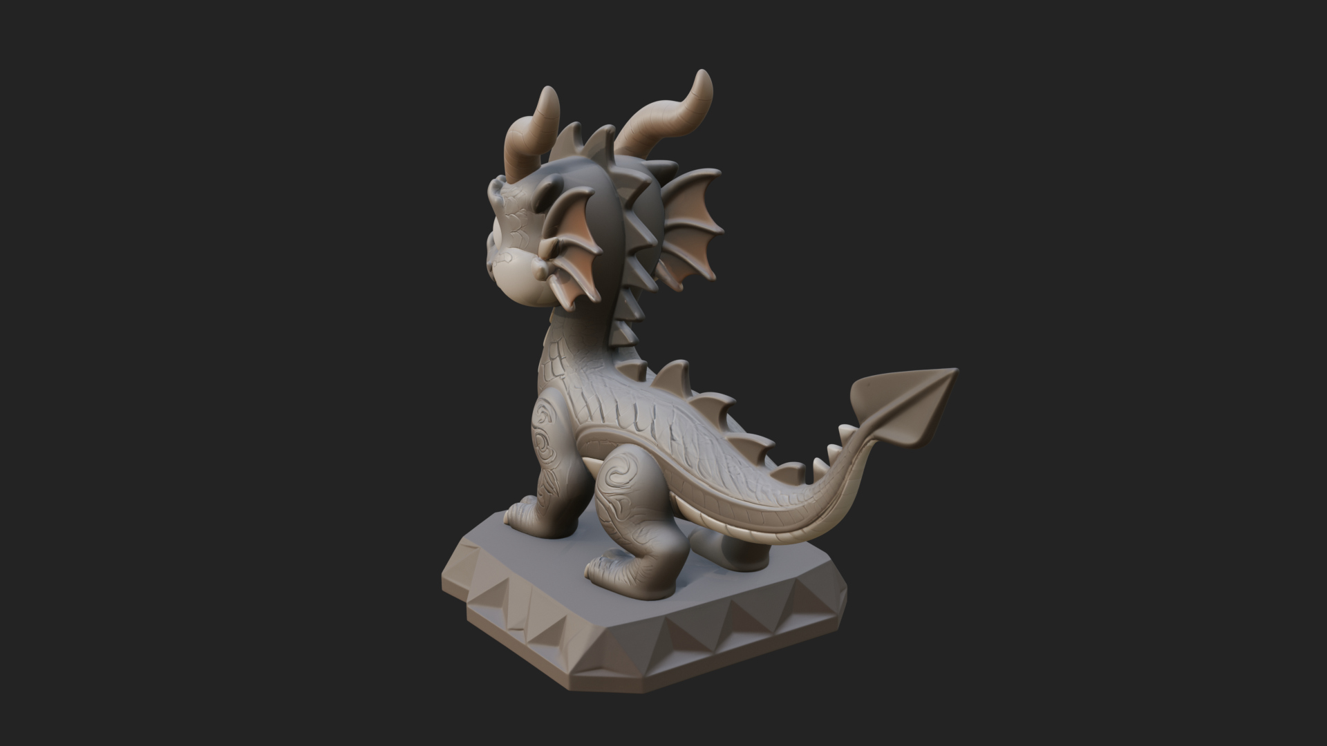 Cute Cartoon Dragon Statue Design 1 3D Print Model 3D Model