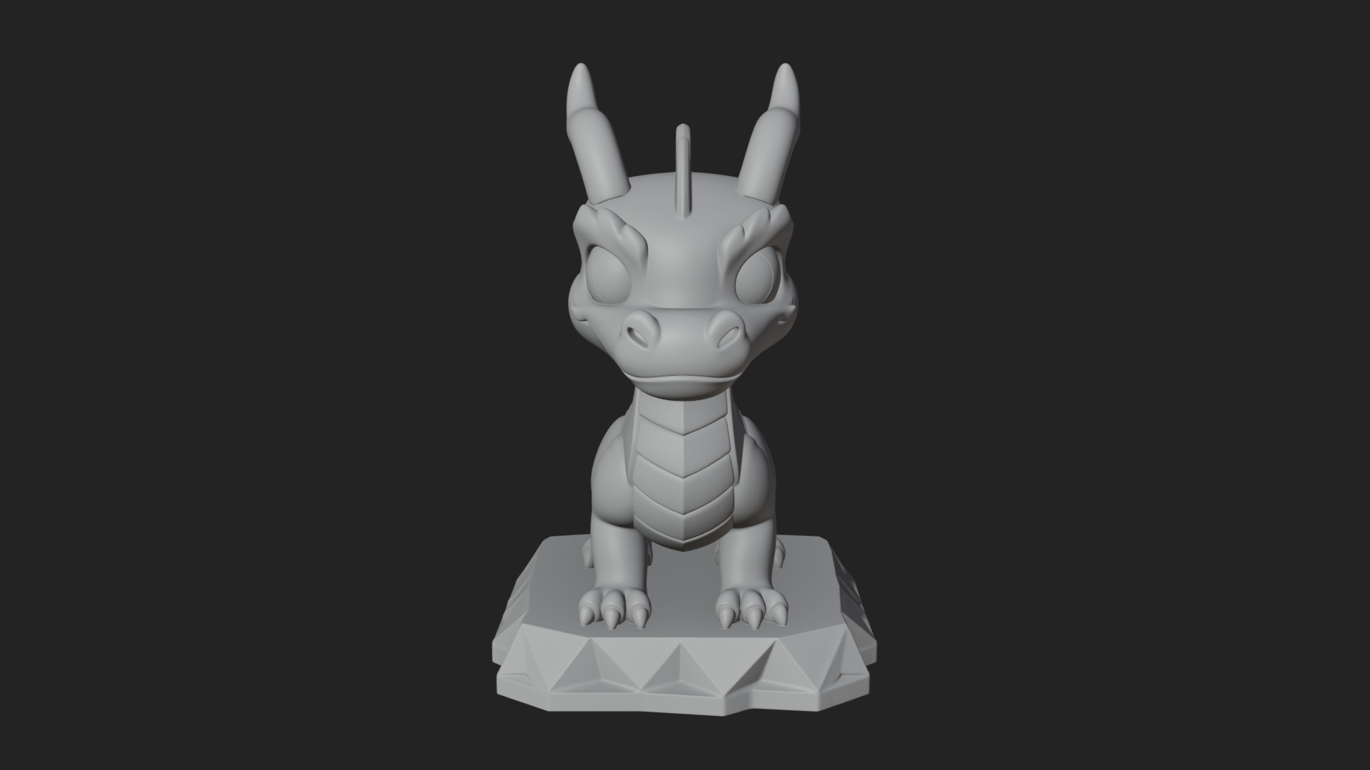 Cute Cartoon Dragon Statue Design 1 3D Print Model 3D Model