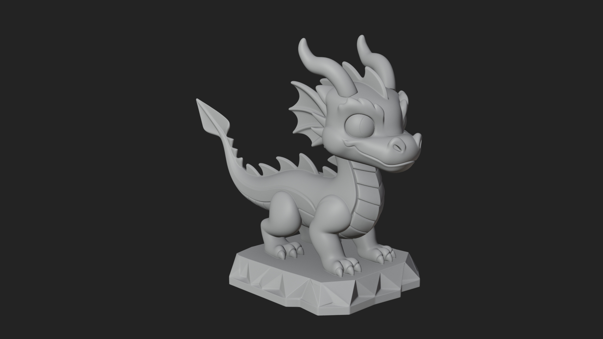 Cute Cartoon Dragon Statue Design 1 3D Print Model 3D Model